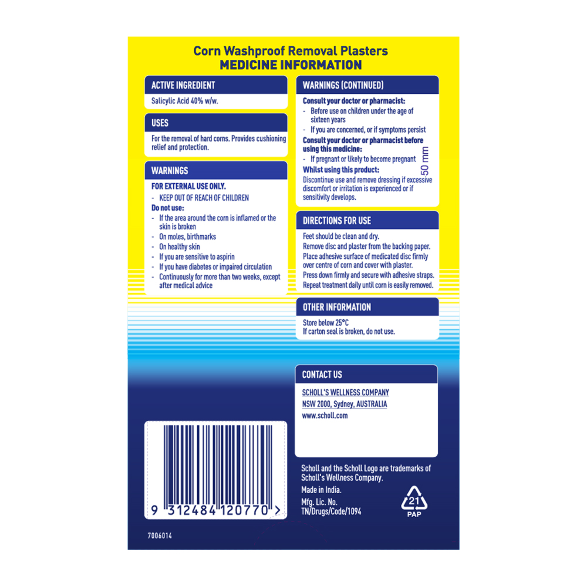 SCHOLL CORN REMOVAL PLASTERS WASHPROOF MEDICATED 8 PACK - Image 2