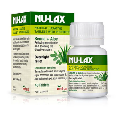 NU-LAX NATURAL FRUIT LAXATIVE SENNA & ALOE 40 TABLETS