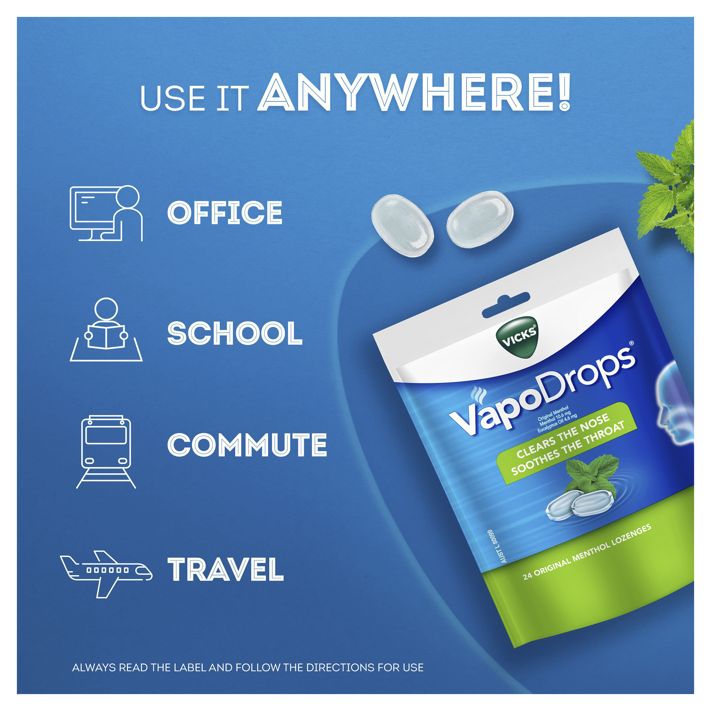 VICKS VAPODROPS ORIGINAL MENTHOL 24 PACK - Image 6