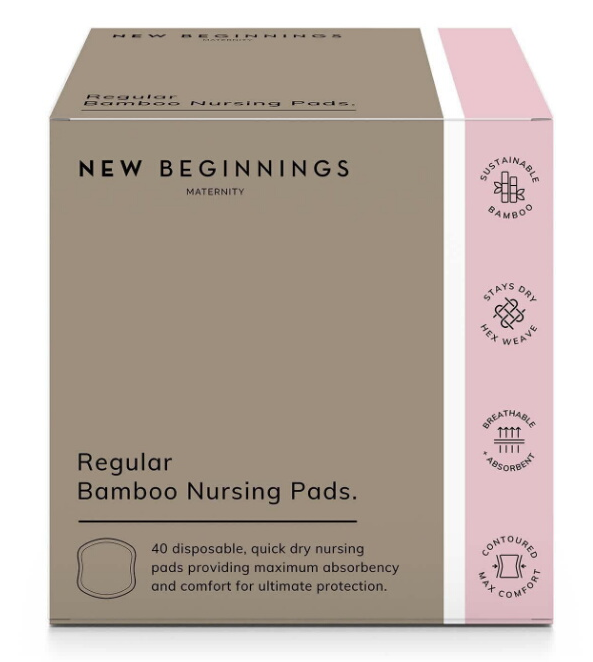 NEW BEGINNINGS NURSING BREAST PADS BAMBOO 40 PACK