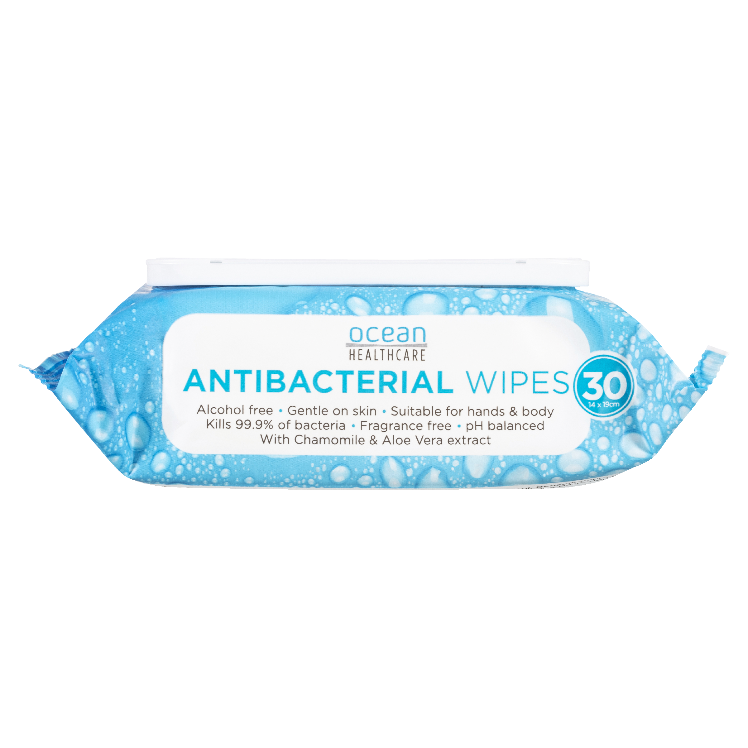 OCEAN HEALTHCARE ANTIBACTERIAL WIPES FRAGRANCE FREE 30 PACK - Image 4