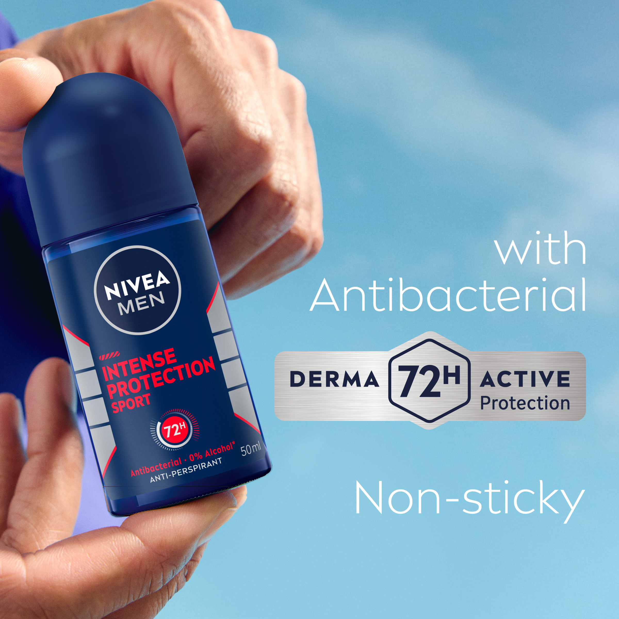 NIVEA MEN ANTIPERSPIRANT INTENSE PROTECTION SPORT 72H ROLL ON 50ML - Image 3