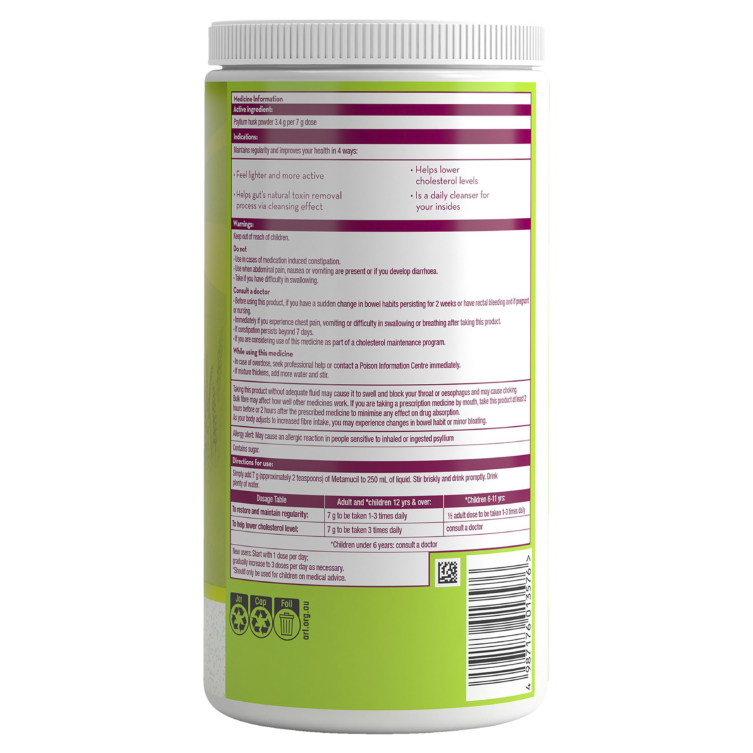 METAMUCIL NATURAL GRANULAR 798G 114 DOSES - Image 2