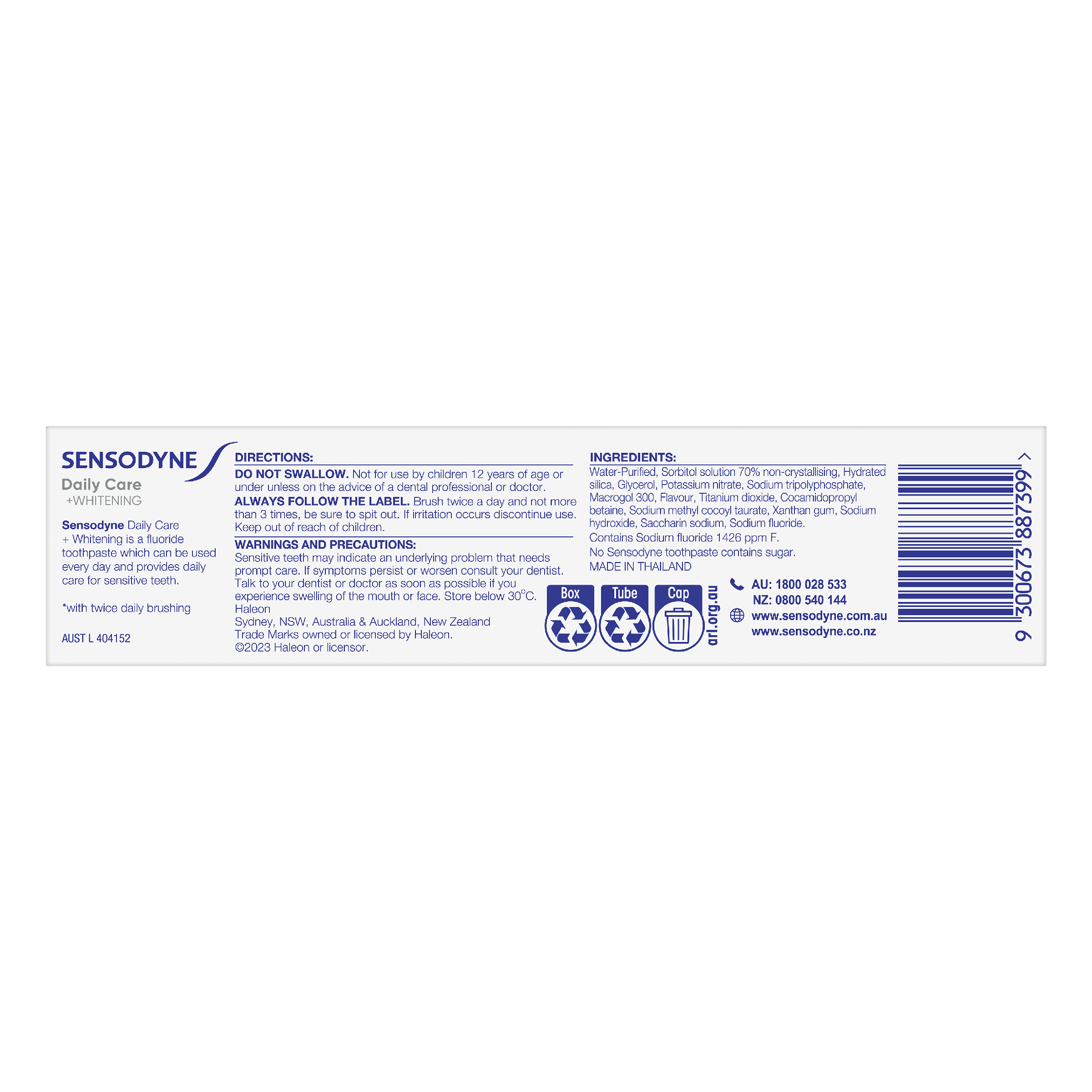 SENSODYNE TOOTHPASTE DAILY CARE WHITENING 100G - Image 4
