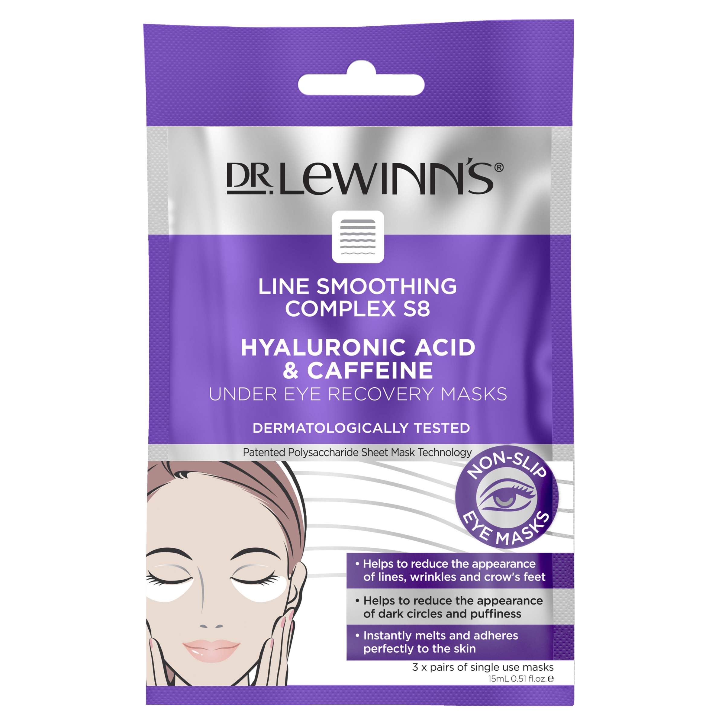 DR LEWINNS LSC HYALURONIC & CAFFIENE EYE RECOVERY MASK 3 PACK
