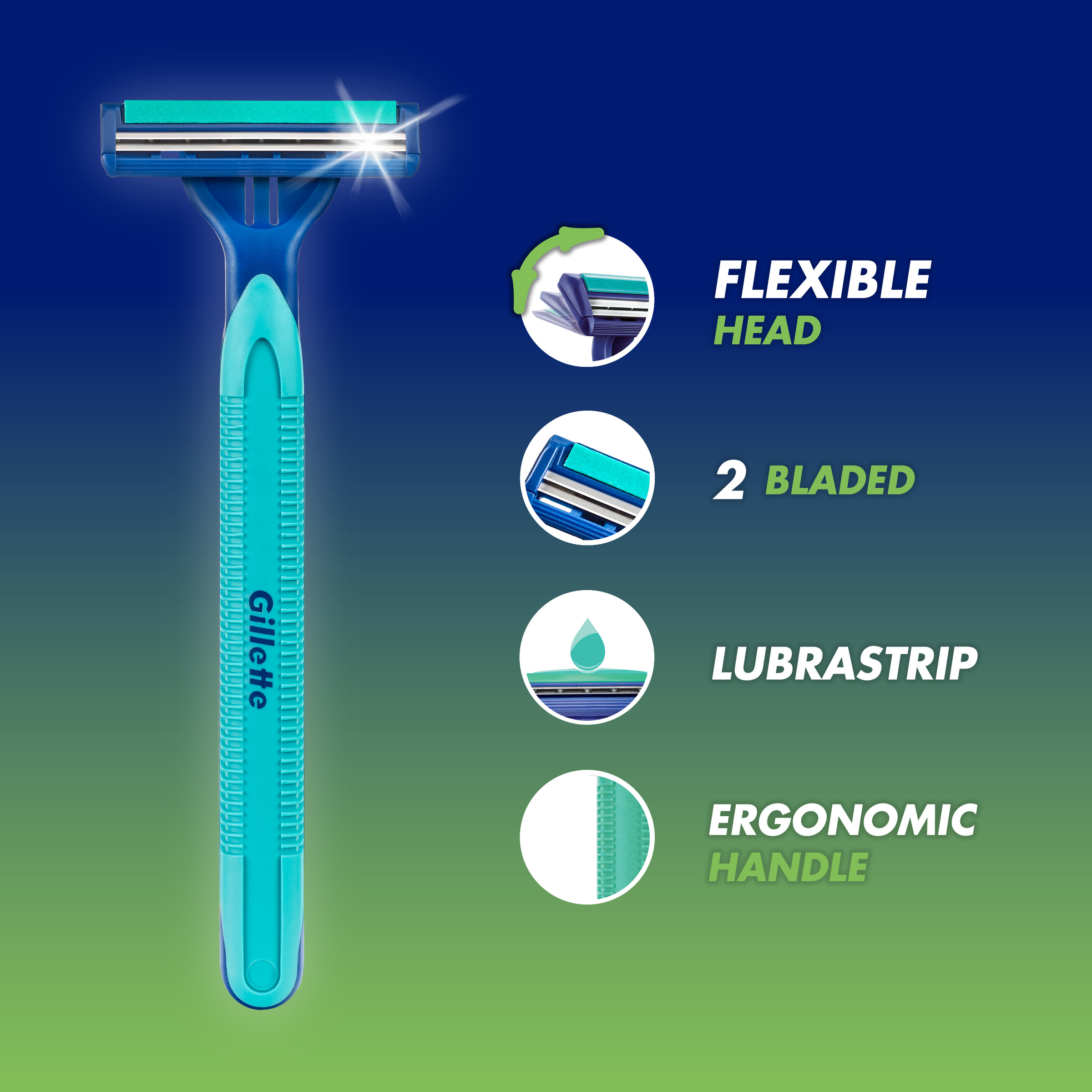 GILLETTE BLUE II PLUS DISPOSABLE RAZOR 5 PACK - Image 6