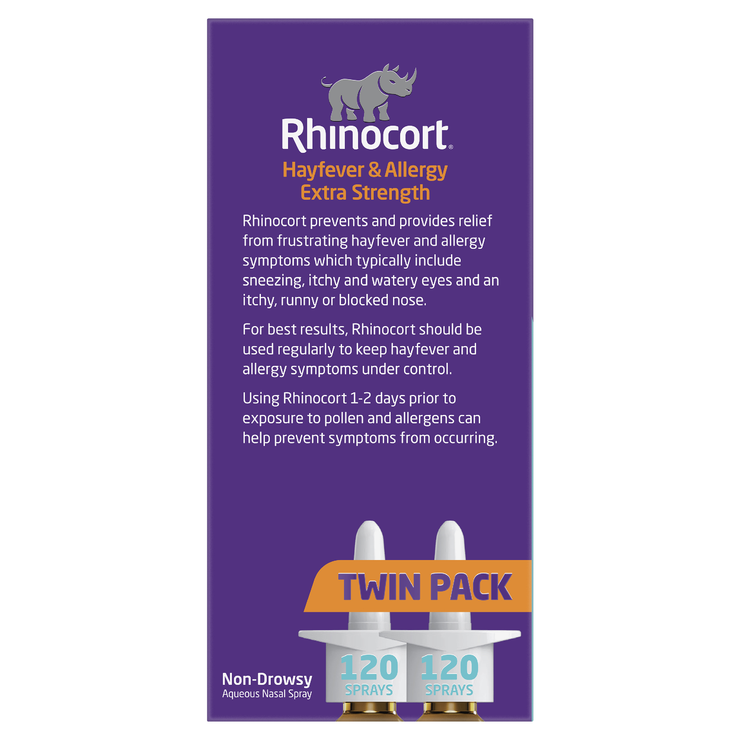 RHINOCORT HAYFEVER NASAL SPRAY 64MCG 120 DOSE TWIN PACK - Image 3
