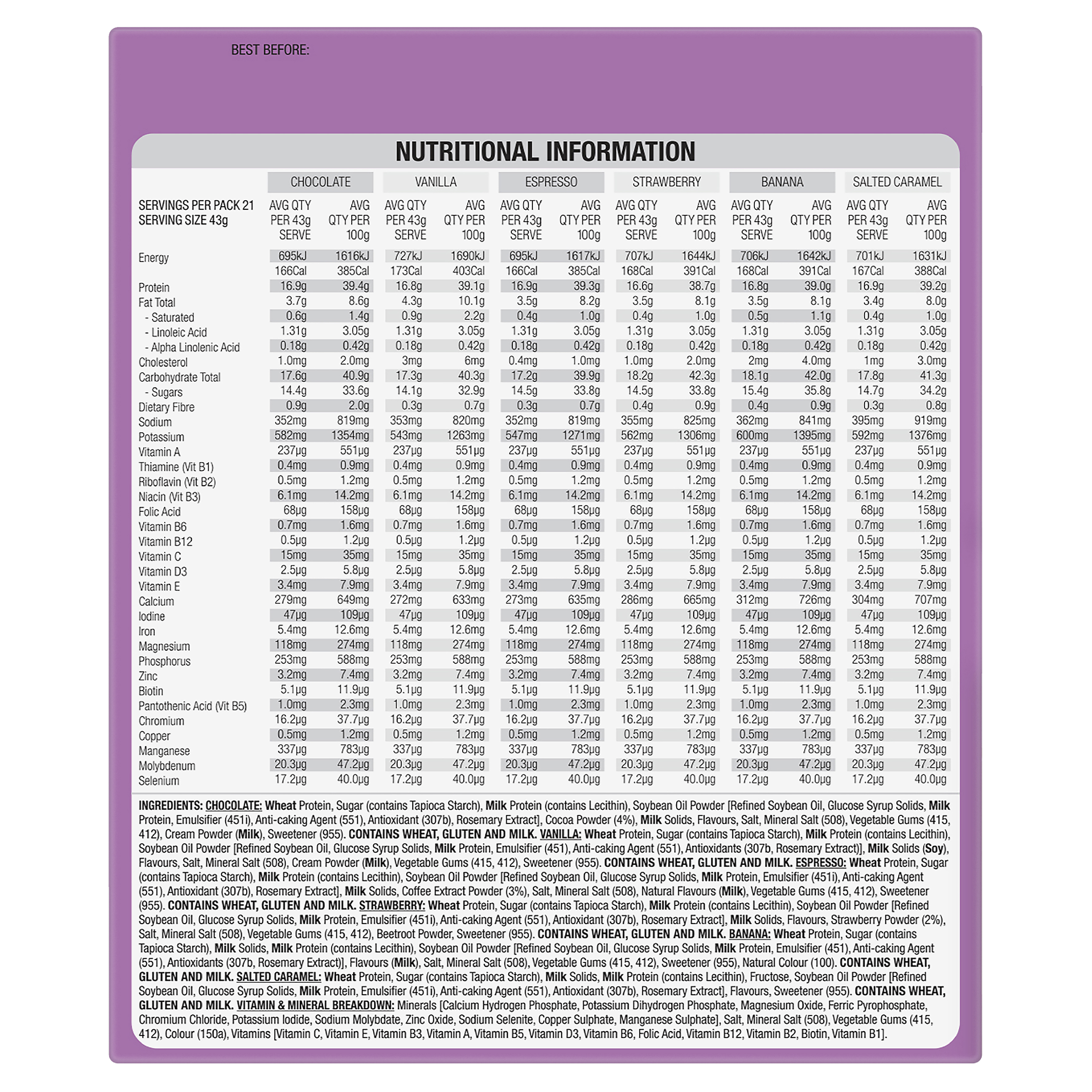 OPTISLIM VLCD SHAKE VARIETY 43G 21 PACK - Image 3