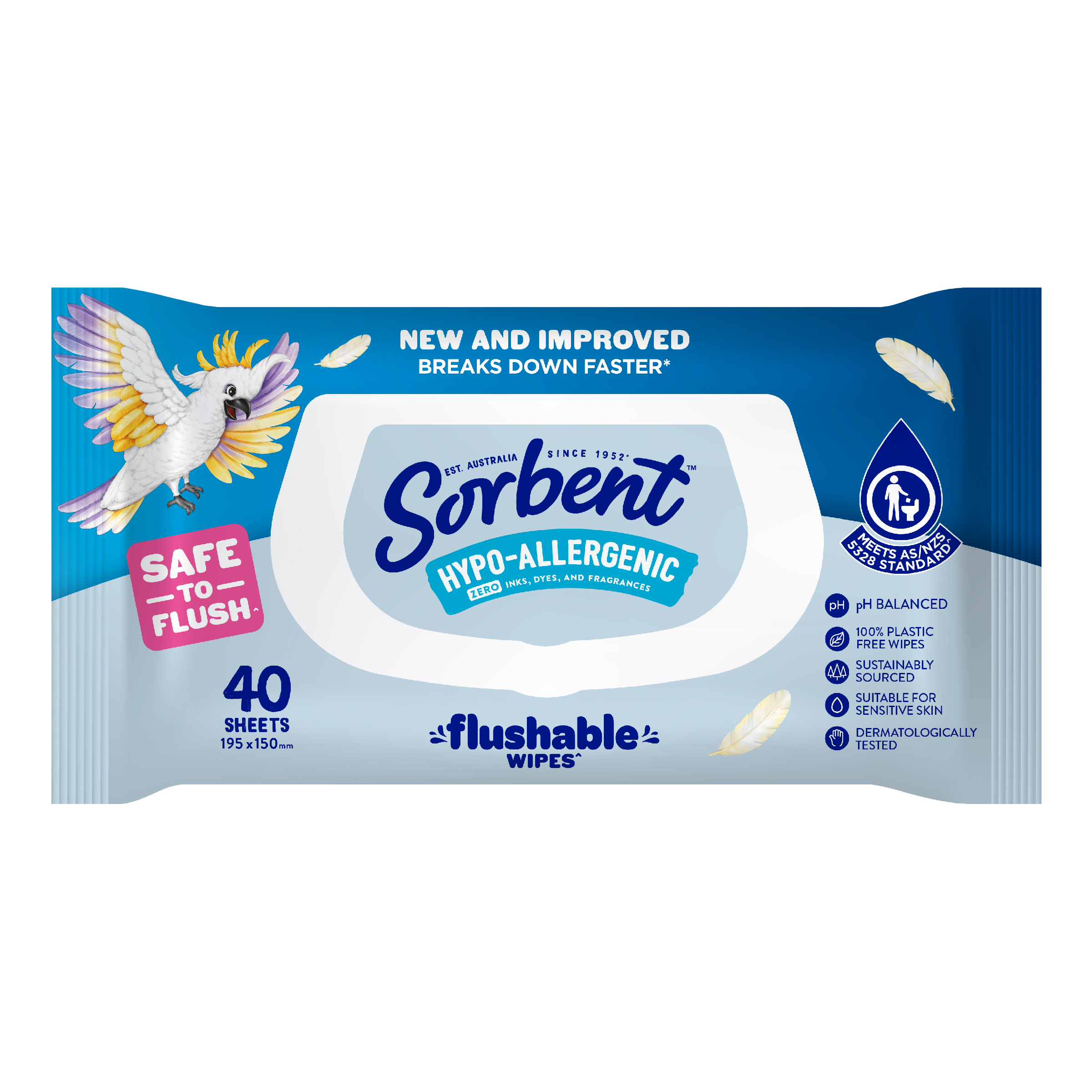 SORBENT FLUSH WIPES HYPO-ALLERGENIC 40 PACK - Image 2