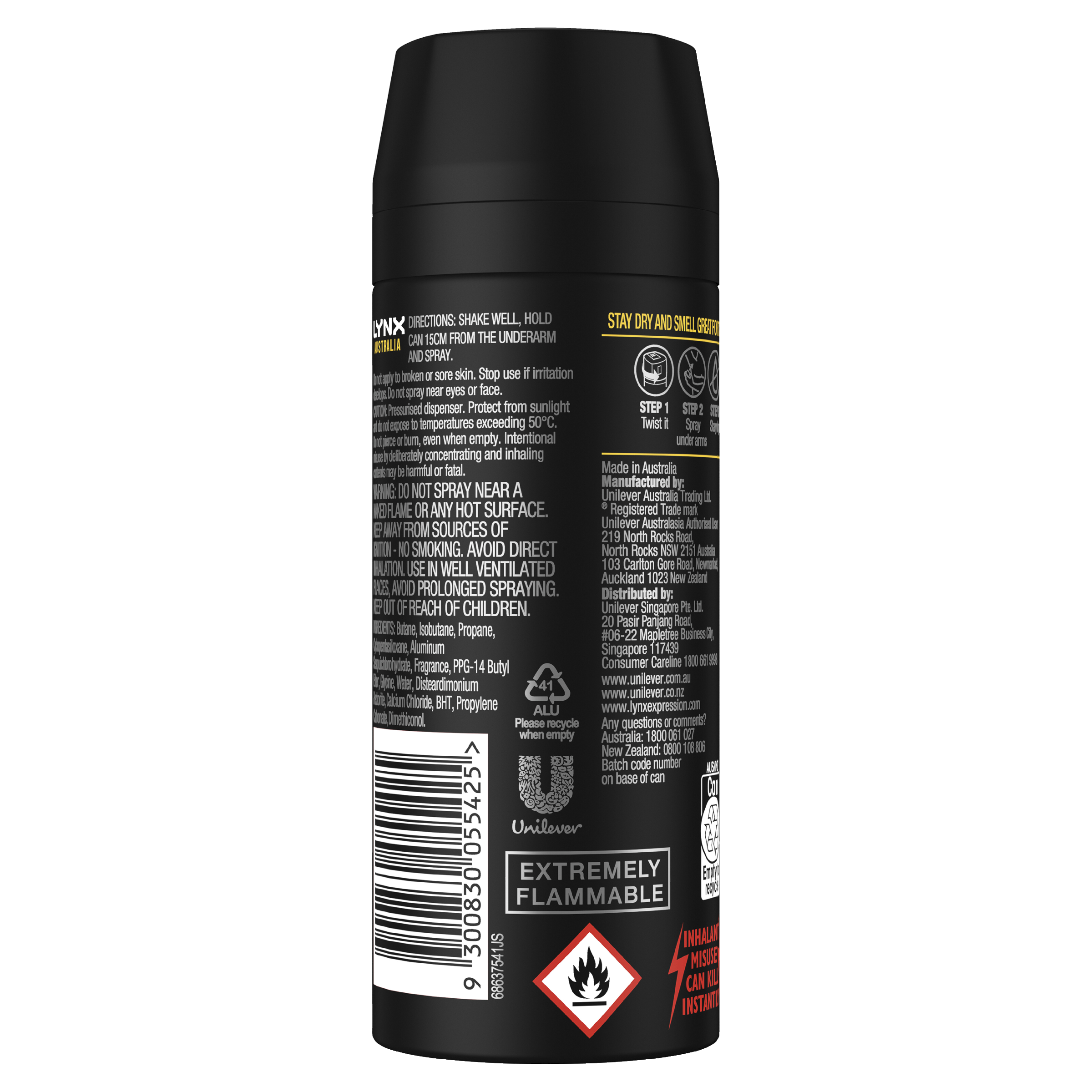 LYNX MEN ANTIPERSPIRANT AUSTRALIA 72H 165ML - Image 2