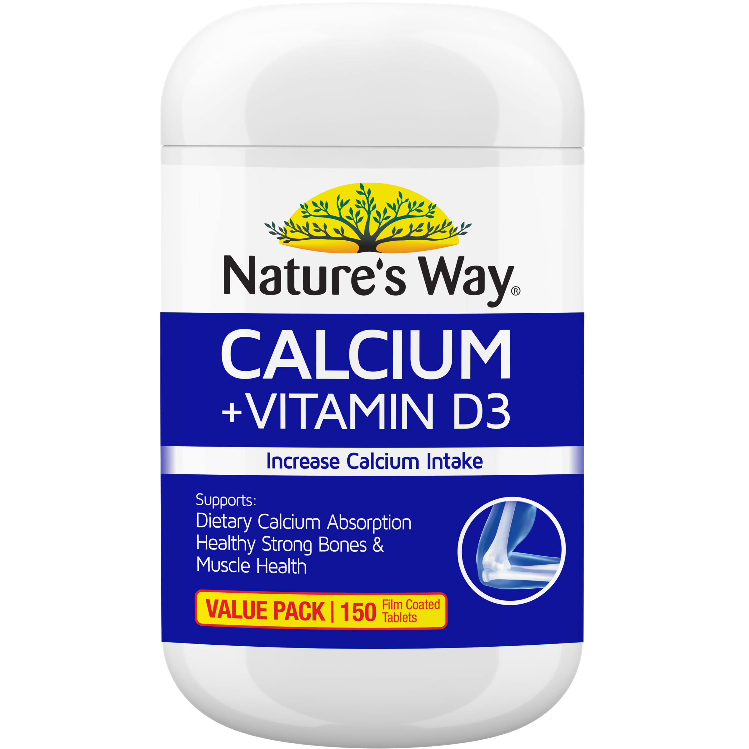 NATURES WAY CALCIUM + VITAMIN D3 150 TABLETS