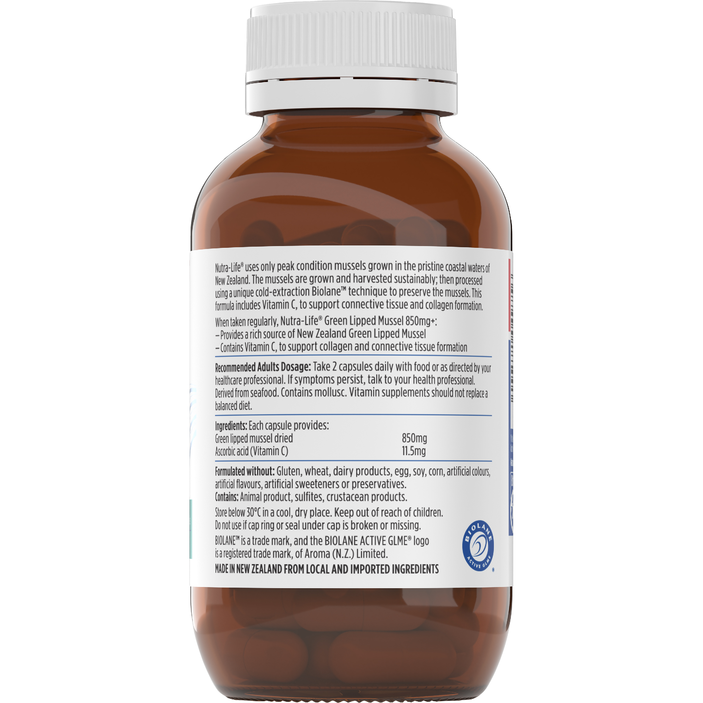 NUTRALIFE GREEN LIPPED MUSSEL 850MG 90 CAPSULES - Image 2