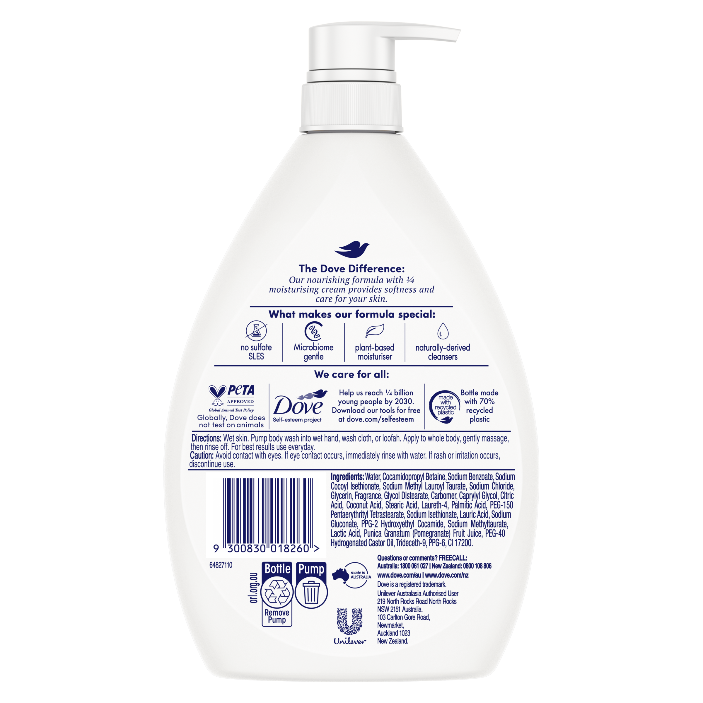 DOVE BODY WASH NOURISH POMEGRANATE & LEMON VERBENA 1 LITRE - Image 2