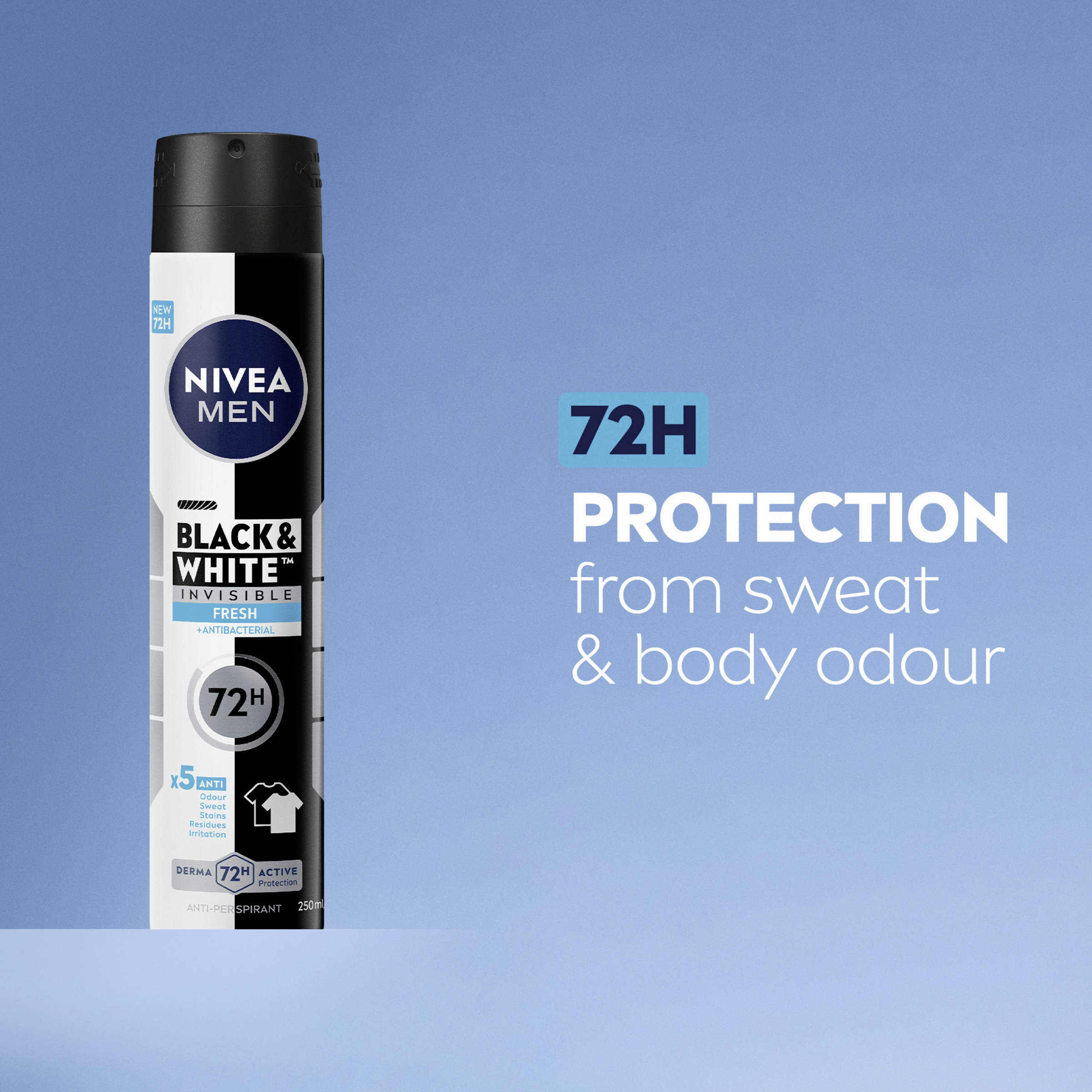 NIVEA MEN ANTIPERSPIRANT B&W  INVISIBLE FRESH 48H 250ML - Image 4