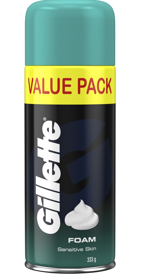 GILLETTE MENS SHAVE FOAM SENSITIVE SKIN VALUE 333G