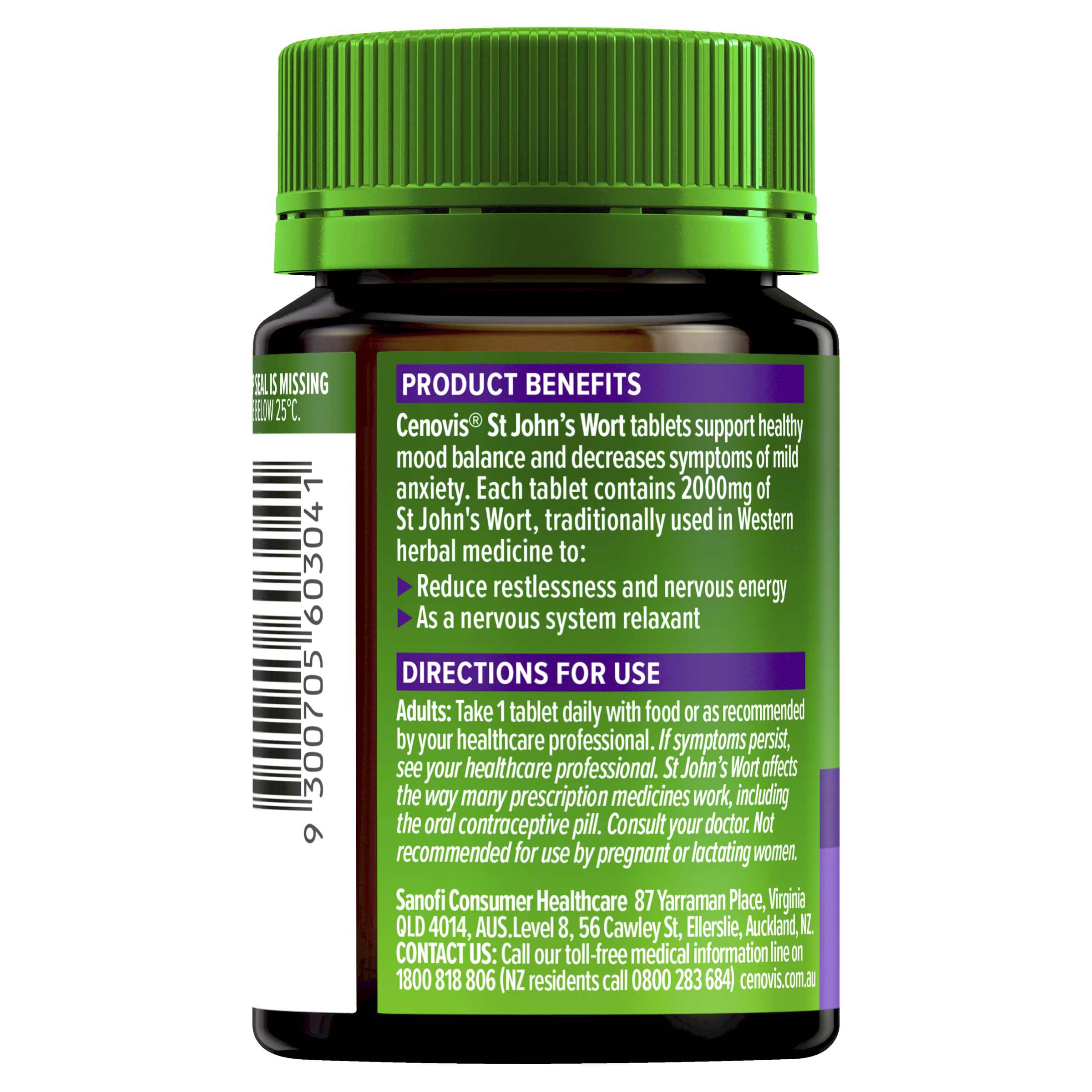 CENOVIS ST JOHNS WORT 60 TABLETS - Image 2