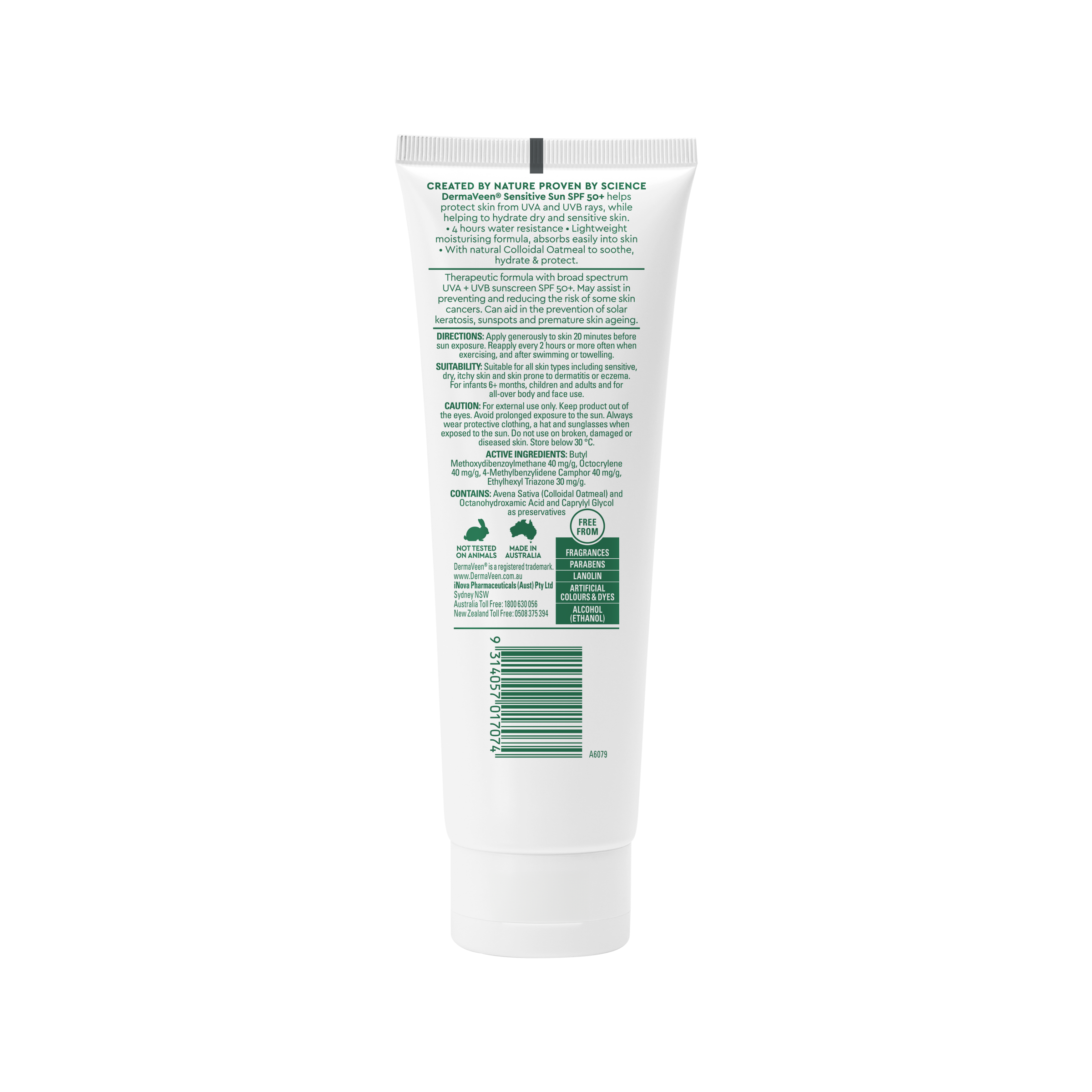 DERMAVEEN SENSITIVE SUN & BODY MOISTURISER SPF50+ 100G - Image 2