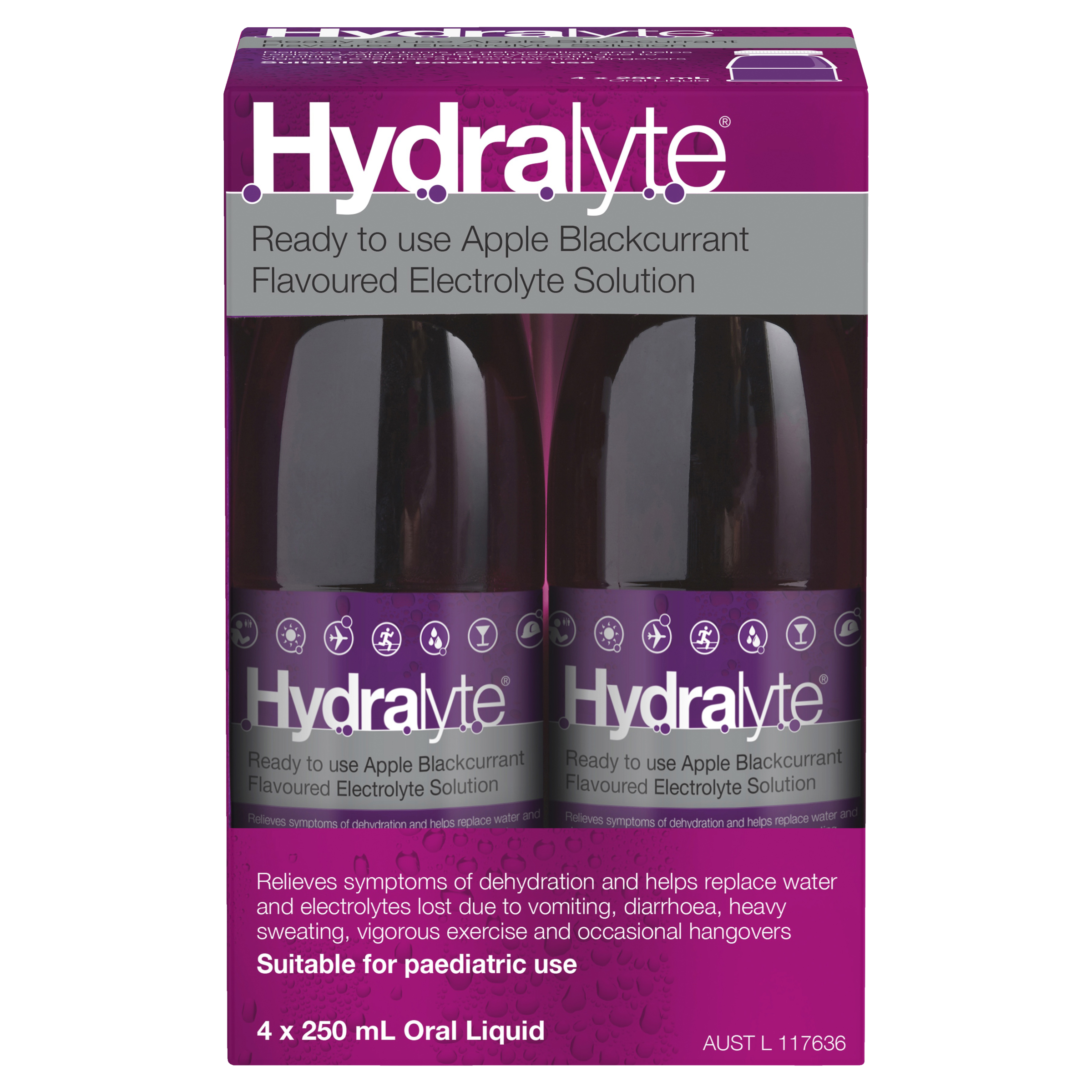 HYDRALYTE LIQUID APPLE BLACKCURRANT READY TO DRINK 250ML 4 PACK - Image 2
