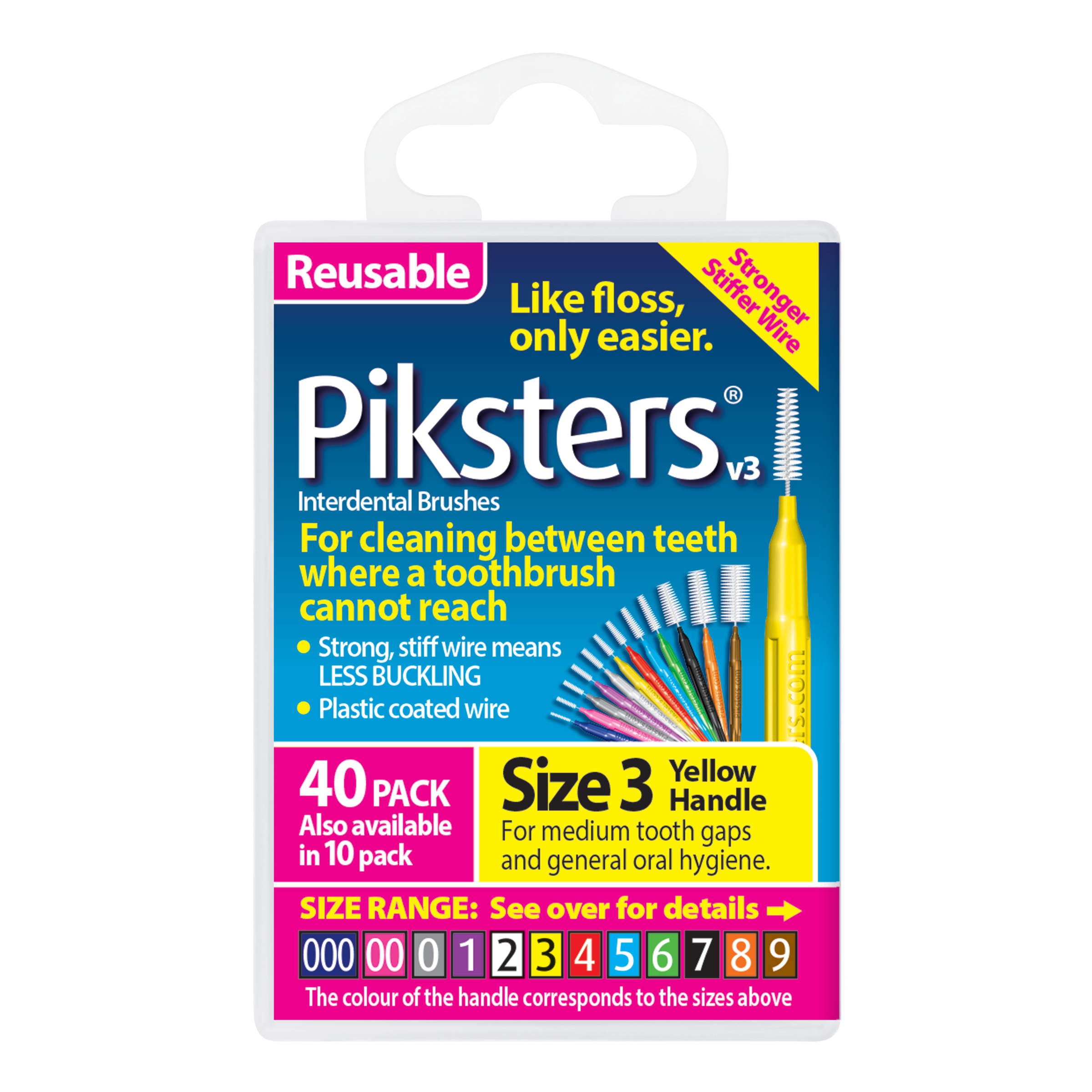 PIKSTERS INTERDENTAL BRUSH SIZE 3 YELLOW 40 PACK - Image 2