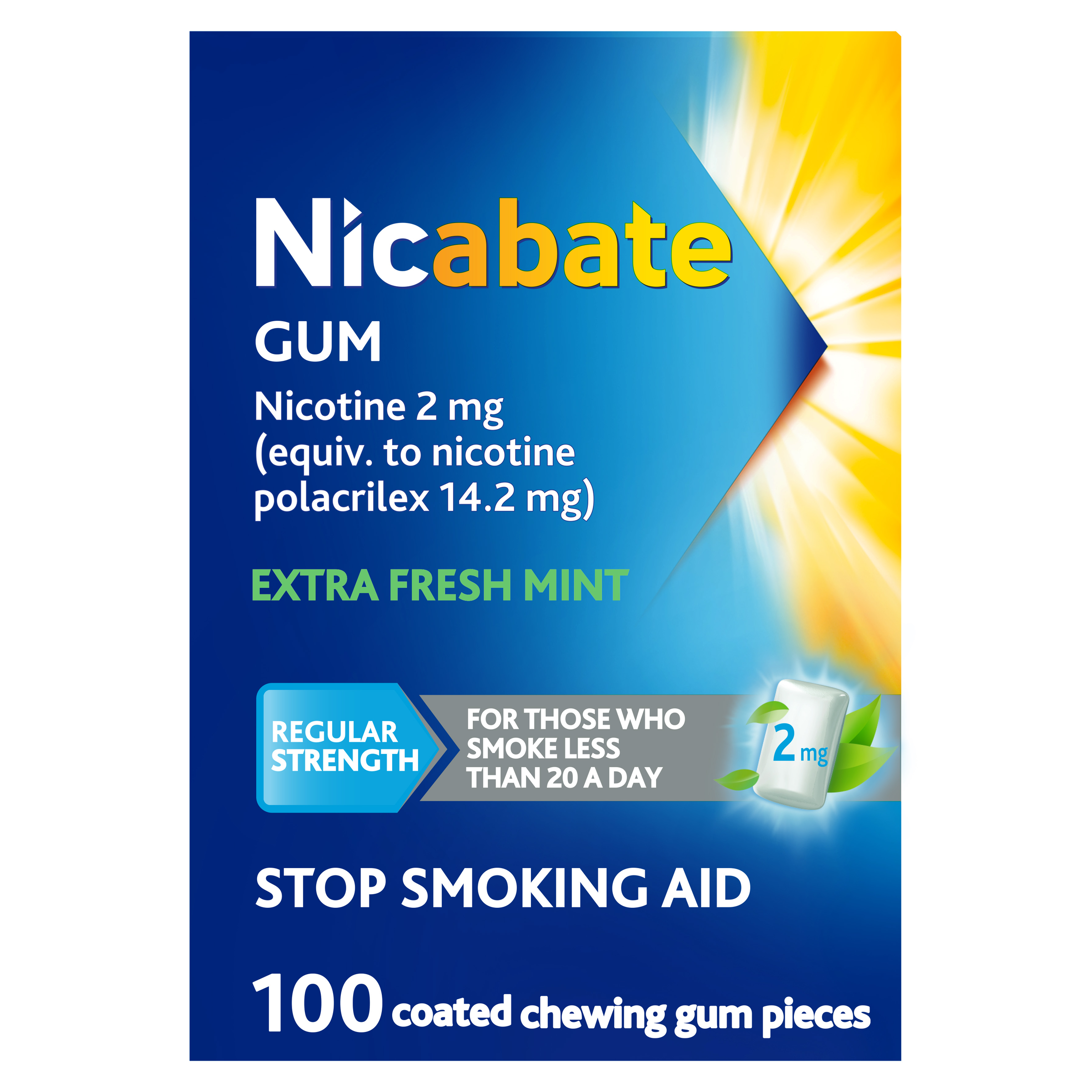 NICABATE EXTRA FRESH 2MG GUM 100 PACK - Image 11
