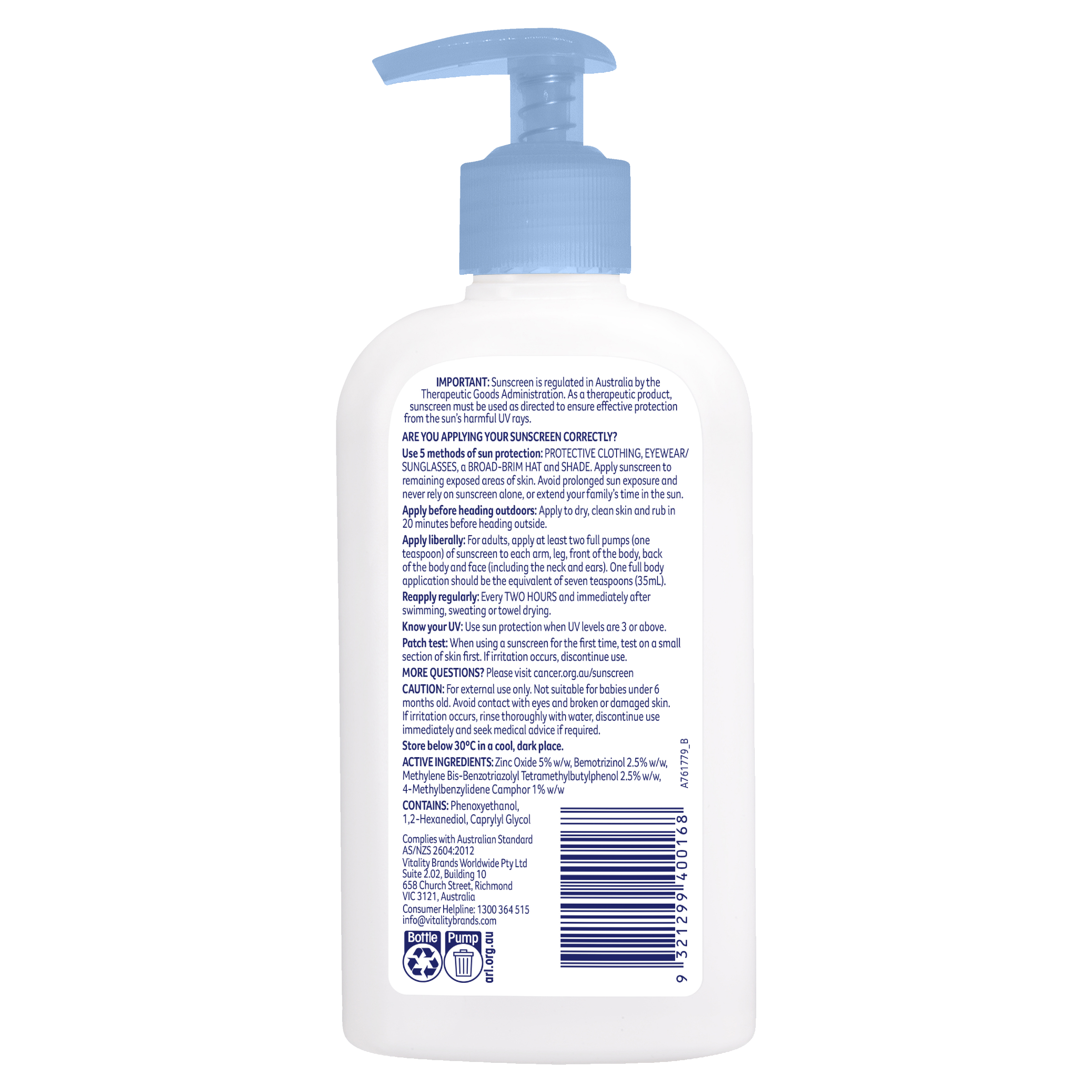 CANCER COUNCIL SENSITIVE SUNSCREEN PUMP SPF50+ 200ML - Image 2