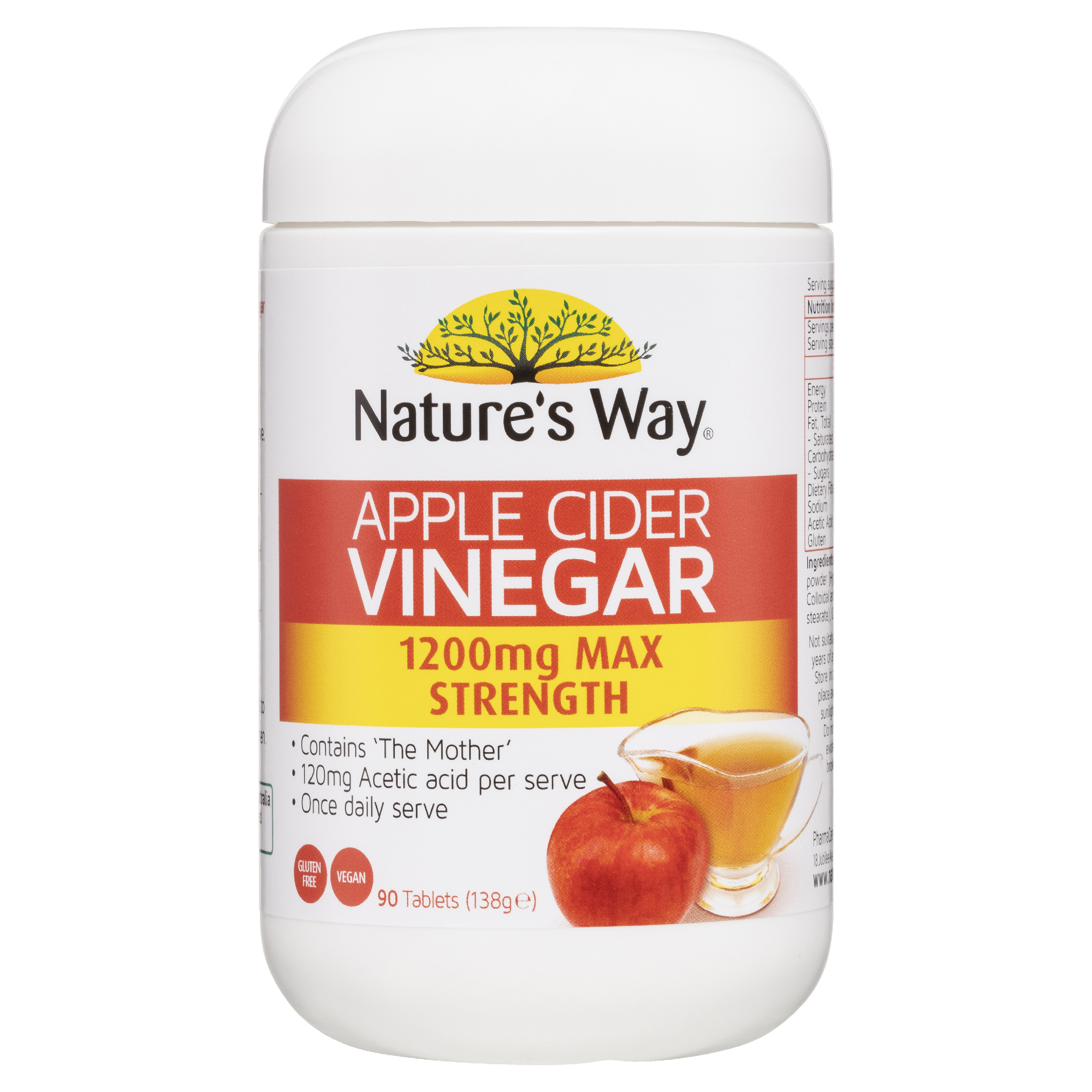 NATURES WAY APPLE CIDER VINEGAR 1200MG 90 TABLETS
