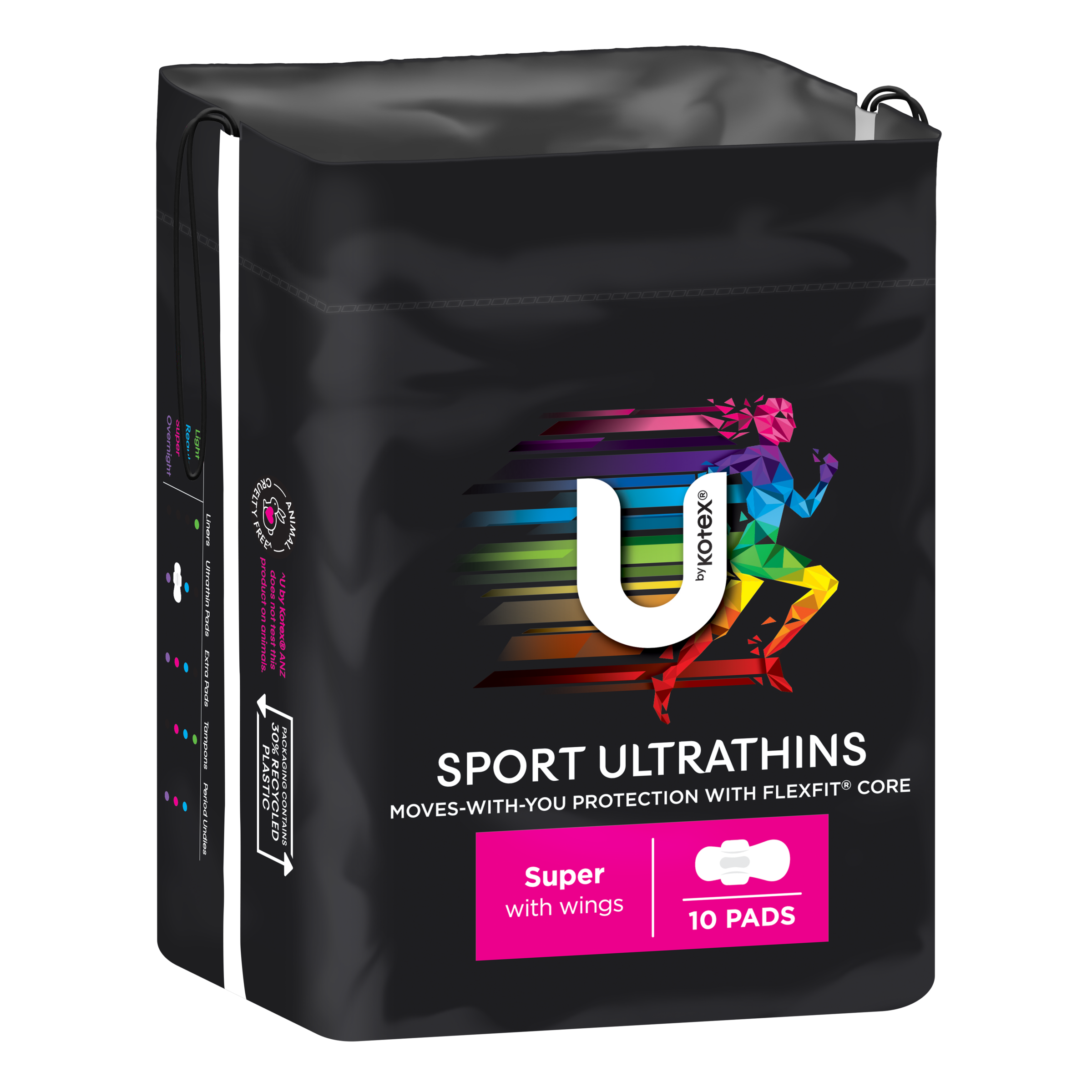 U BY KOTEX PADS SPORT ULTRATHIN SUPER WINGS 10 PACK