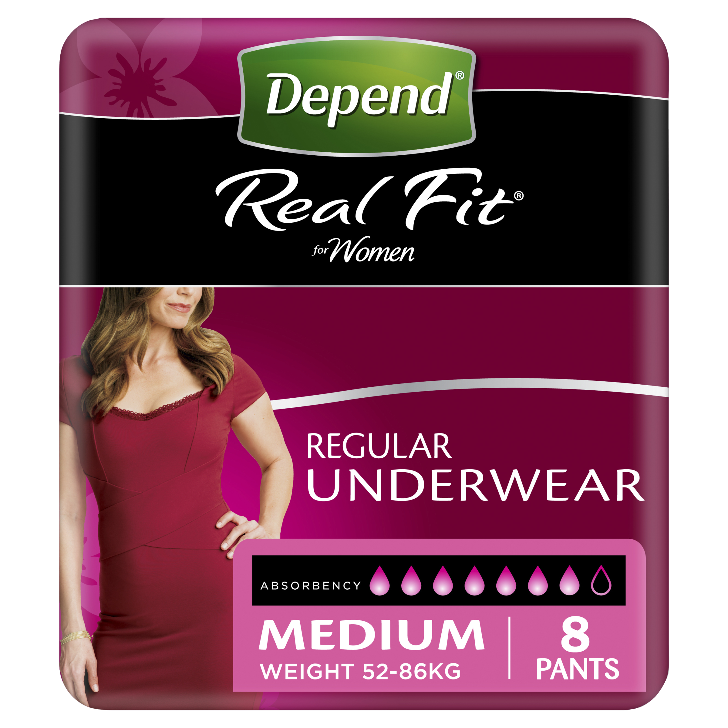 DEPEND WOMEN REAL FIT UNDERWEAR REGULAR 7D MEDIUM 8 PACK - Image 9