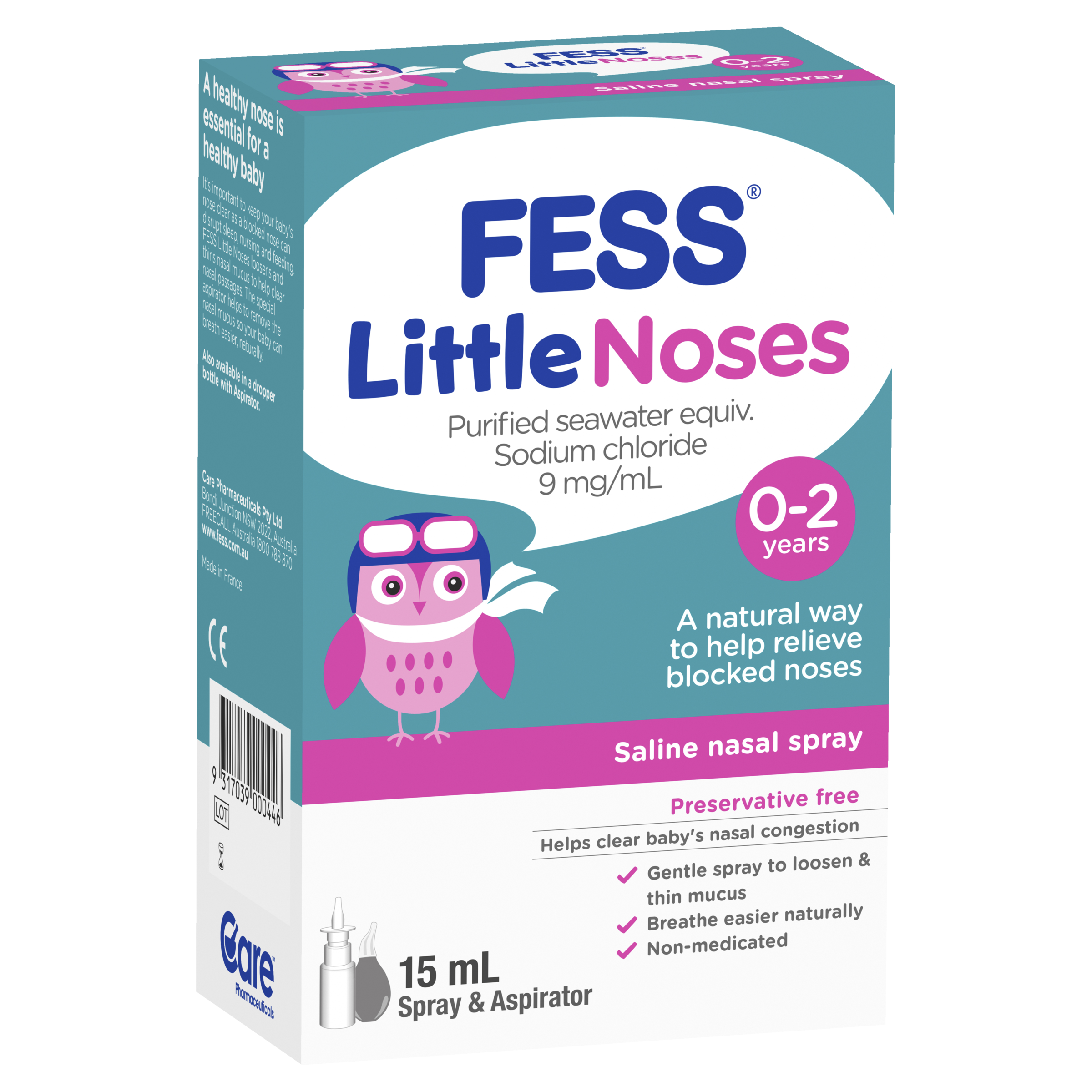 FESS LITTLE NOSES SALINE SPRAY + ASPIRATOR 15ML
