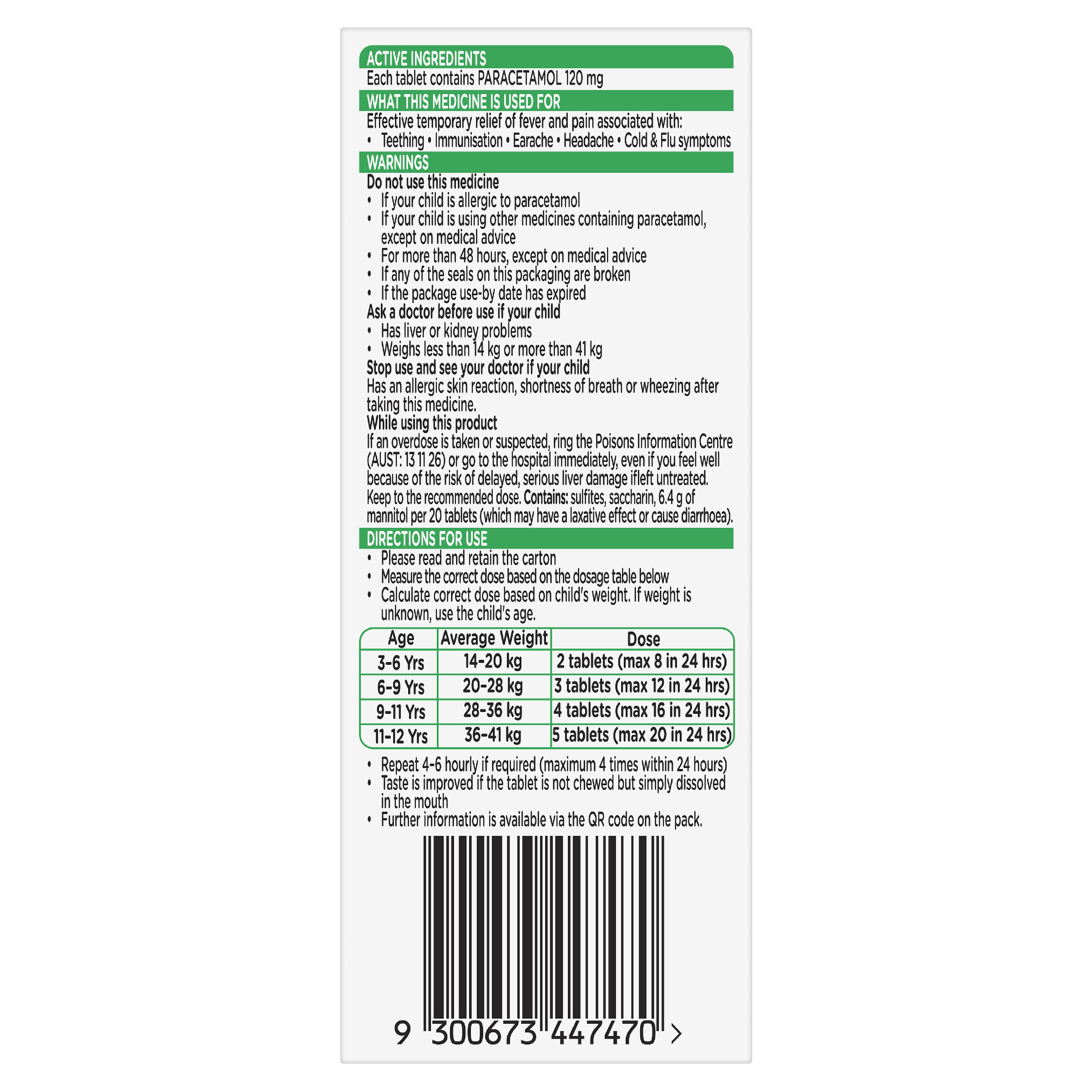 PANADOL CHILDREN 3 + YEARS CHEWABLE 24 TABLETS - Image 4