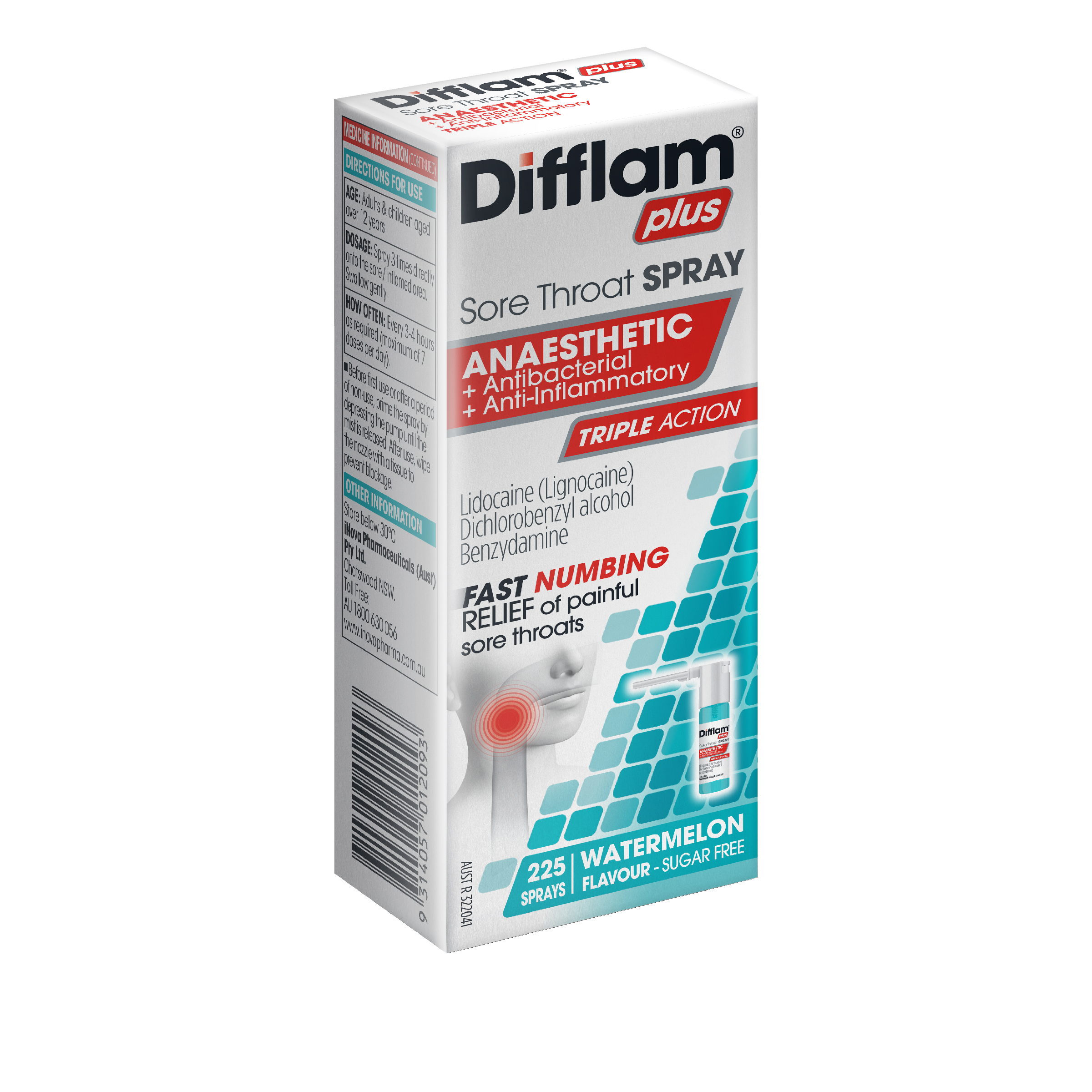 DIFFLAM PLUS ANAESTHETIC SORE THROAT SPRAY 30ML