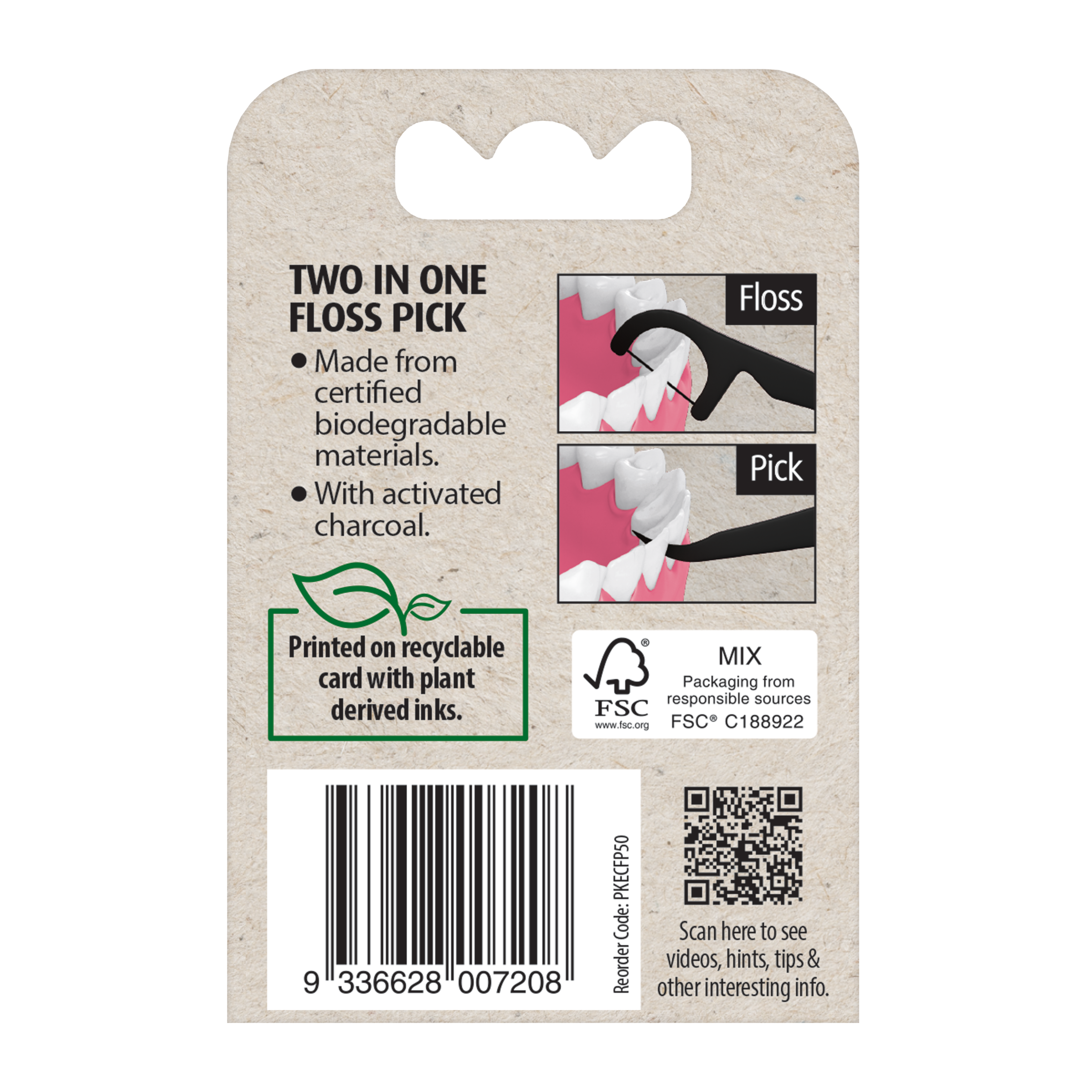 PIKSTERS ECO FLOSS PICK CHARCOAL 50 PACK - Image 4