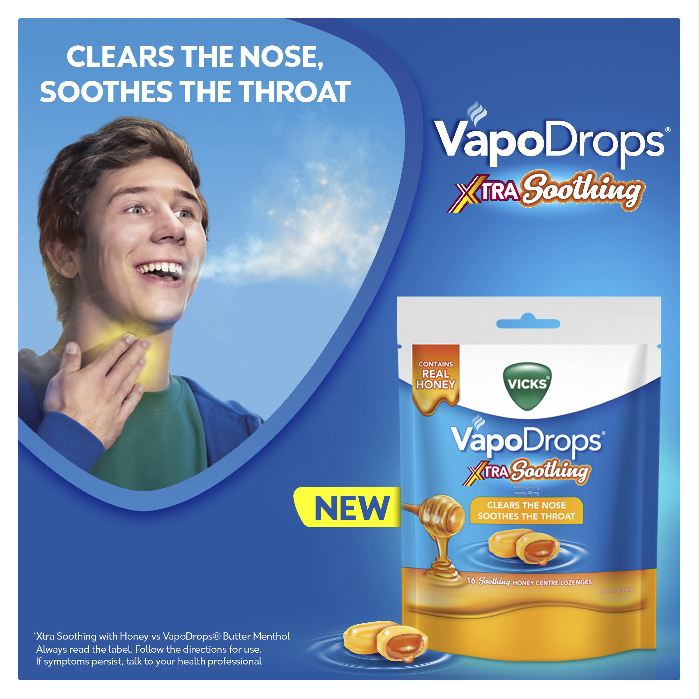 VICKS VAPODROPS XTRA SOOTHING HONEY 16 LOZENGES - Image 7