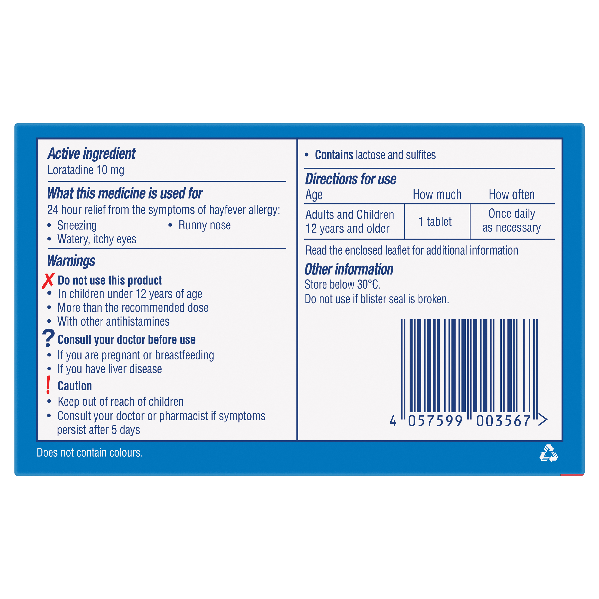 CLARATYNE 10MG 10 TABLETS - Image 4