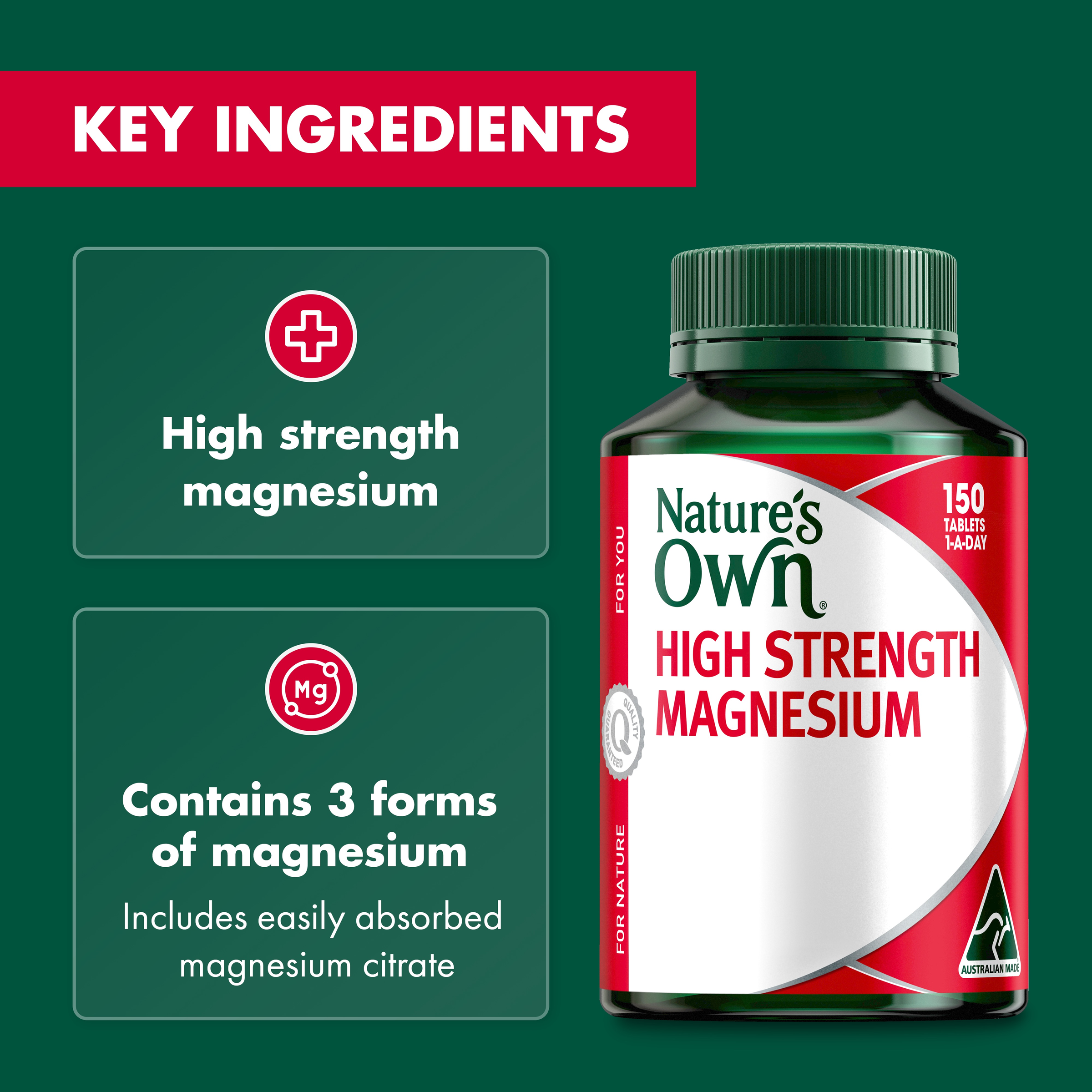 NATURES OWN HIGH STRENGTH MAGNESIUM 150 TABLETS - Image 5