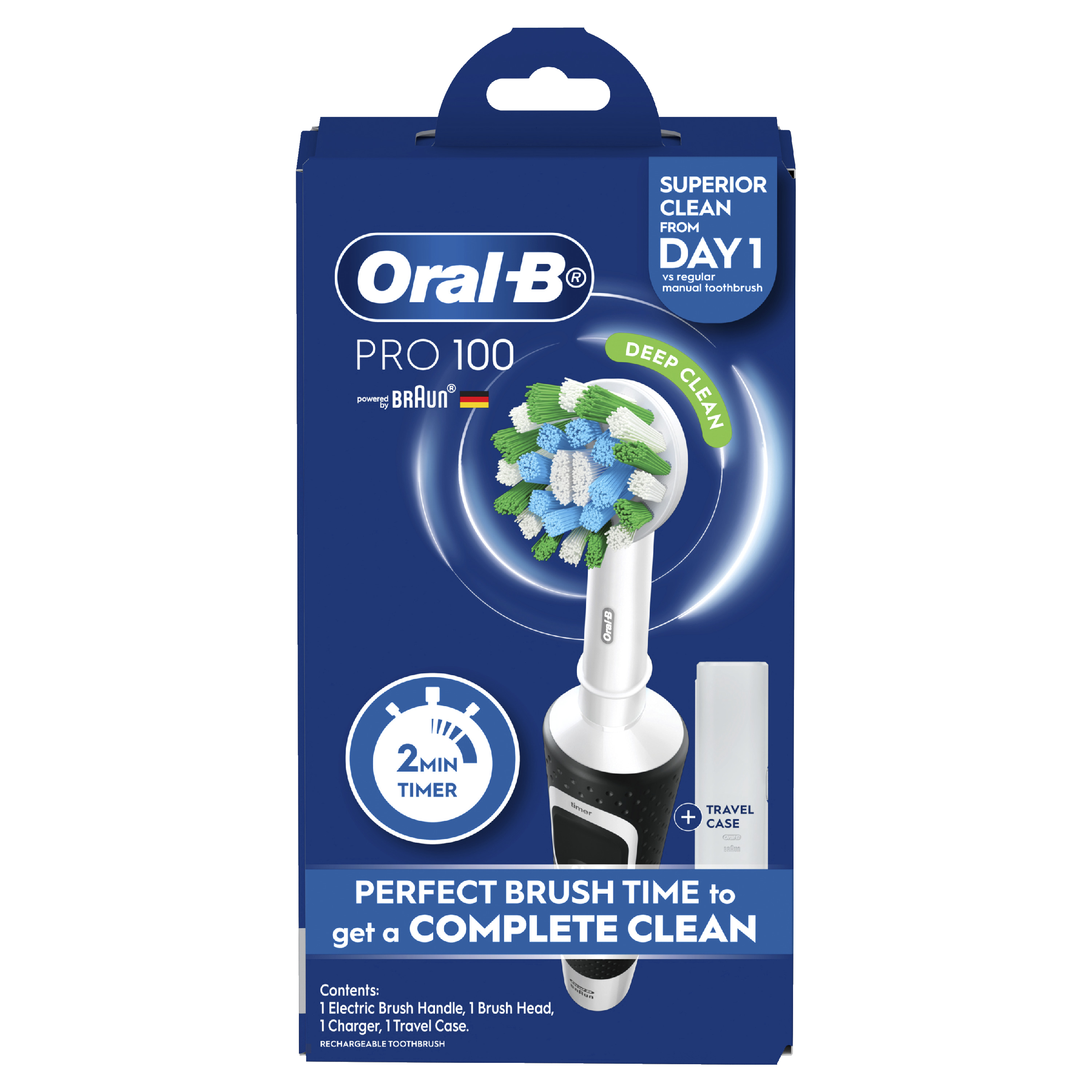ORAL-B TOOTHPASTE PRO 100 POWER CROSSACTION BLACK + TRAVEL CASE