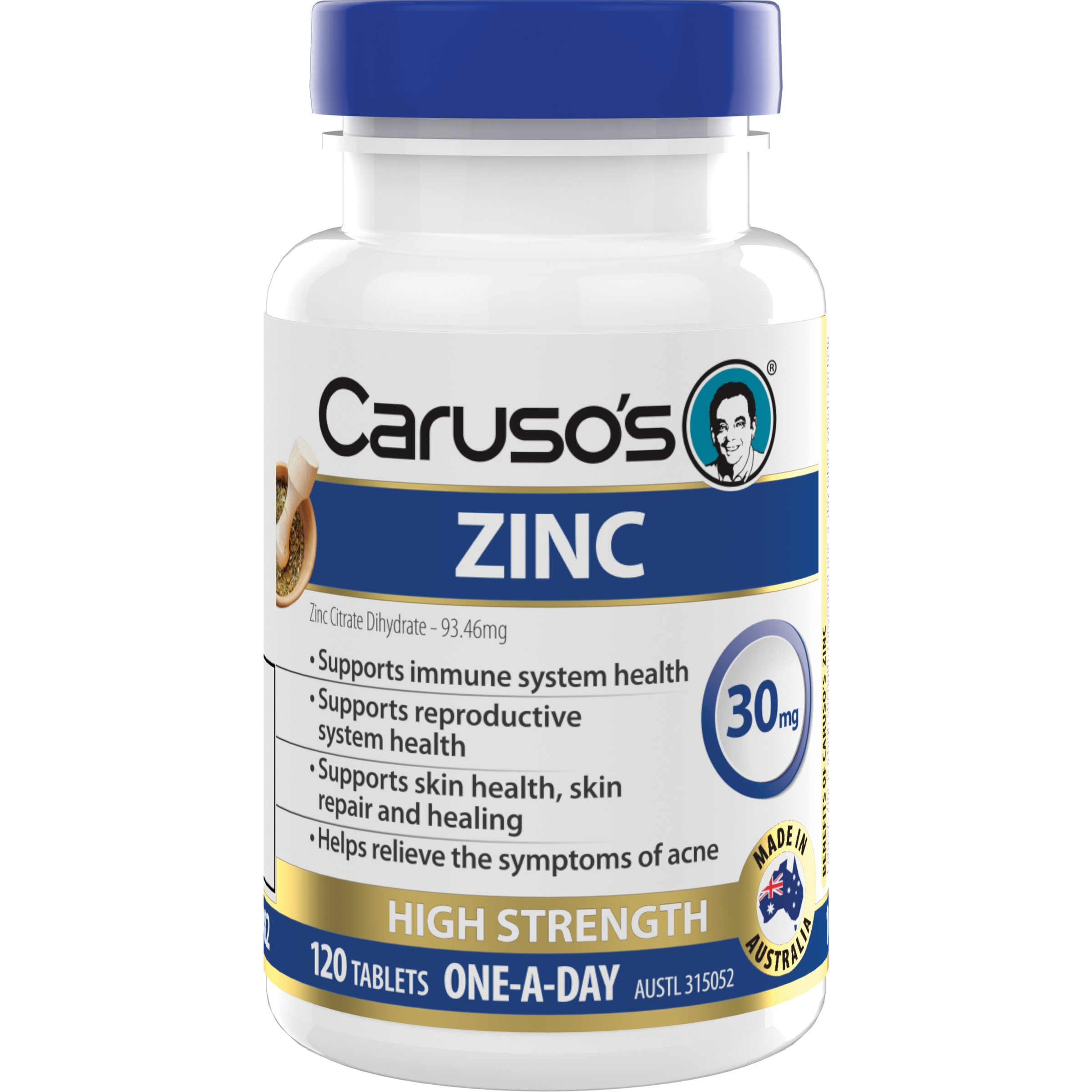 CARUSOS ZINC 30MG 120 TABLETS