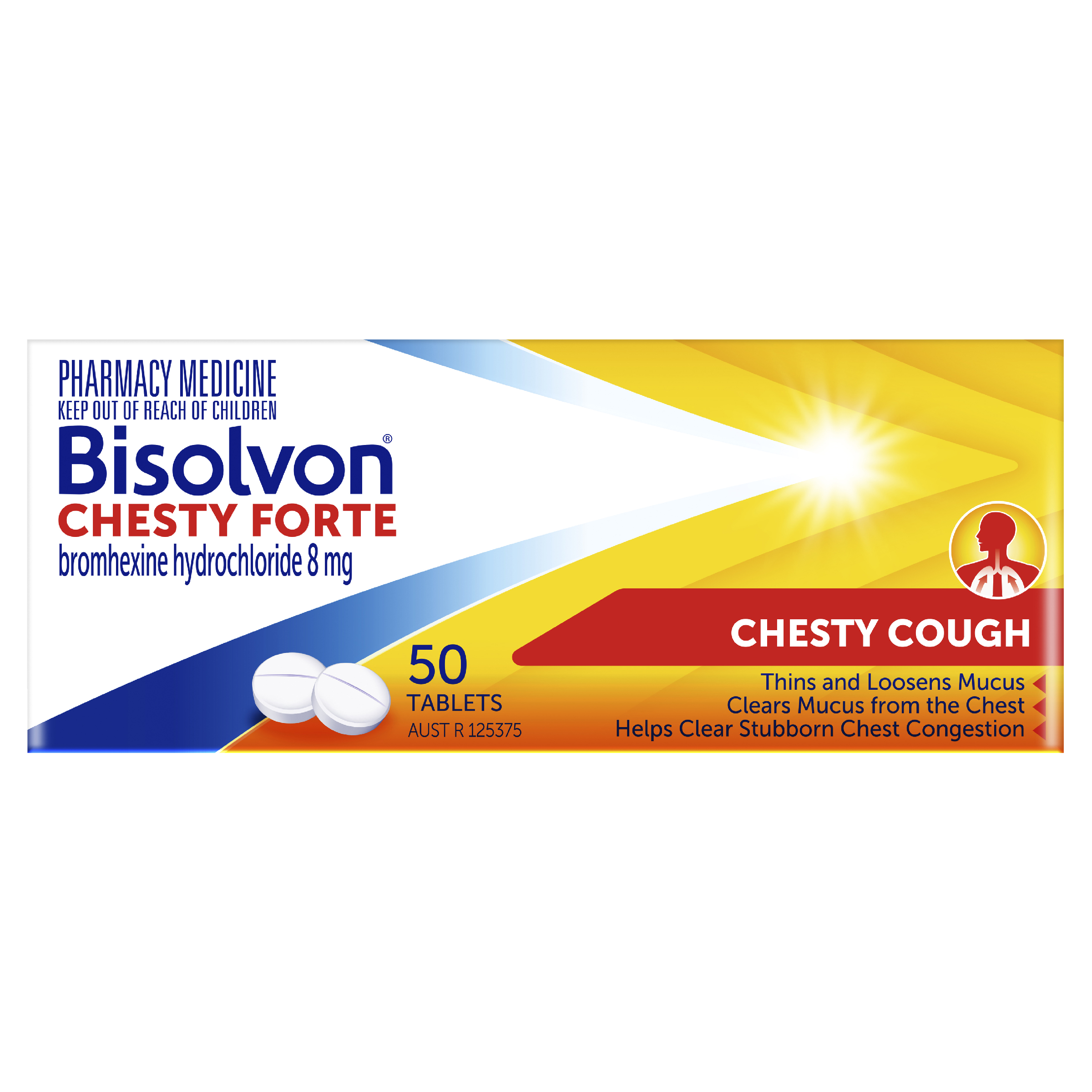 BISOLVON CHESTY FORTE 8MG 50 TABLETS - Image 2