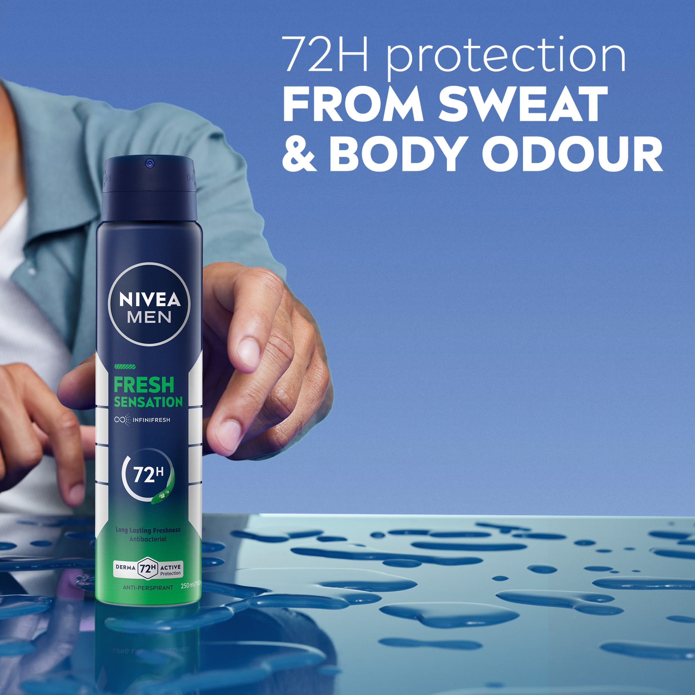 NIVEA MEN DEODORANT FRESH SENSATION 72HR 250ML - Image 3