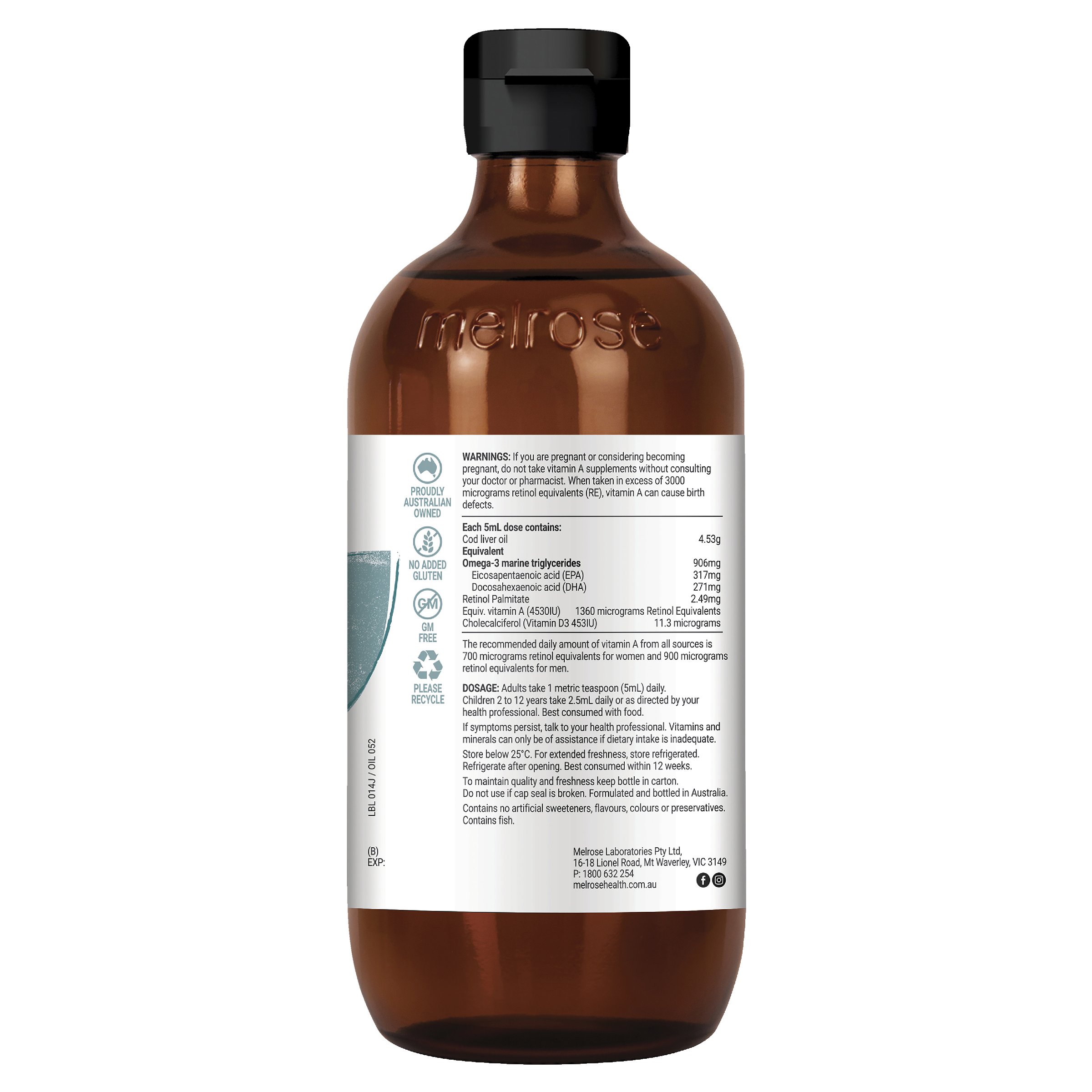MELROSE COD LIVER OIL LIQUID 500ML - Image 2