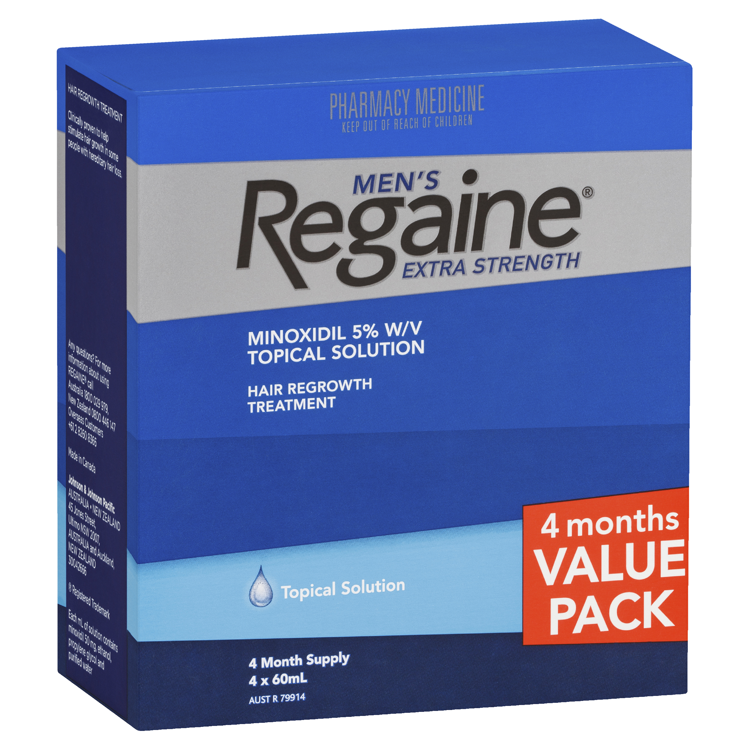 REGAINE MENS EXTRA STRENGTH TREATMENT SOLUTION 5% 60ML 4 PACK