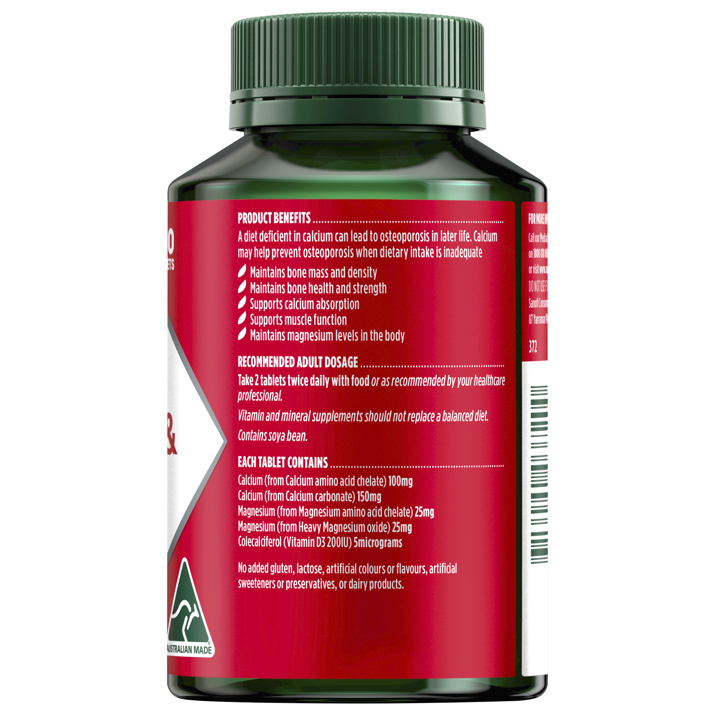 NATURES OWN CALCIUM MAGNESIUM & VITAMIN D3 120 TABLETS - Image 2
