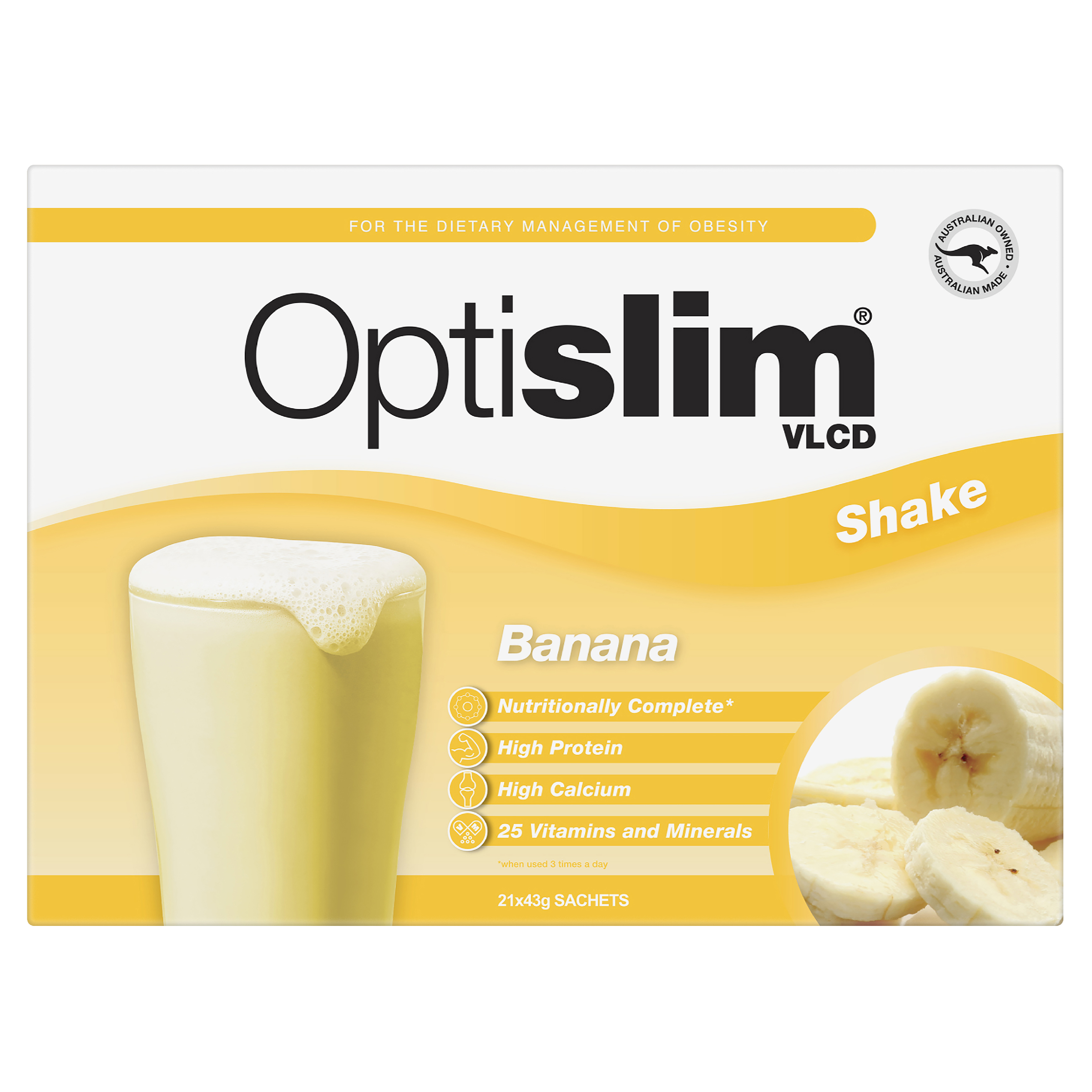 OPTISLIM VLCD SHAKE BANANA 43G 21 PACK - Image 2