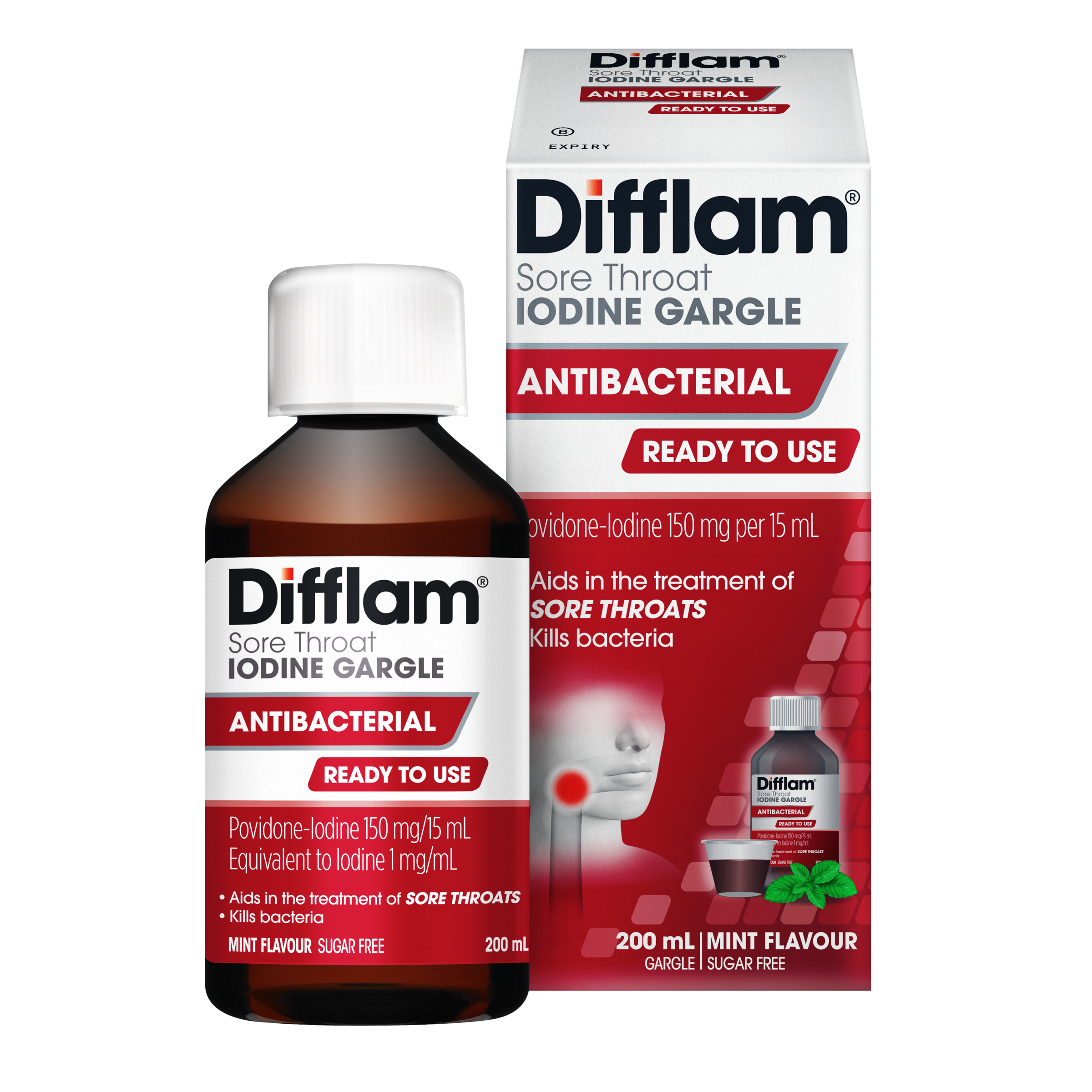 DIFFLAM SORE THROAT READY TO USE FRESH MINT GARGLE 200ML - Image 10