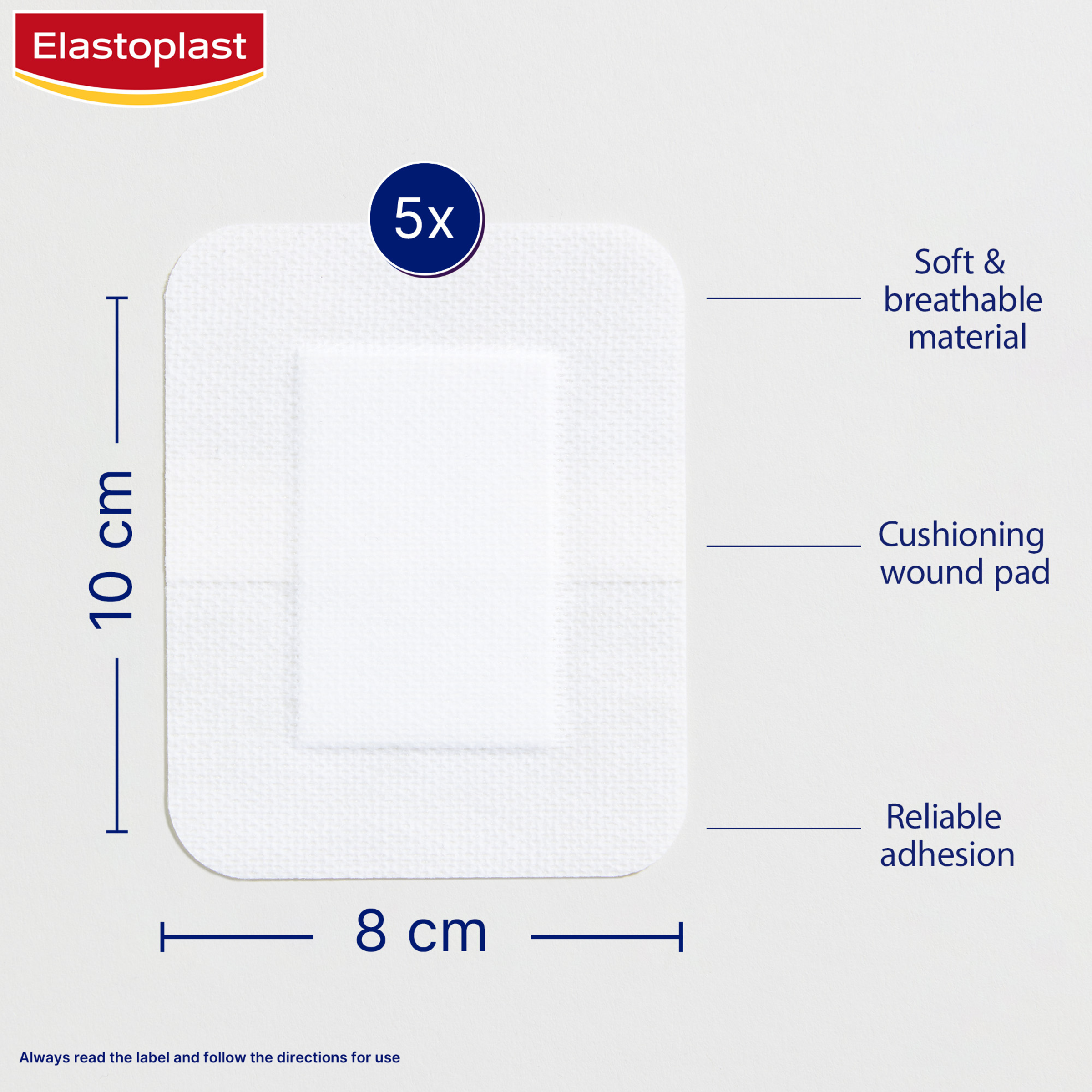 ELASTOPLAST SENSITIVE XXL DRESSING 8CM X 10CM 5 PACK - Image 3