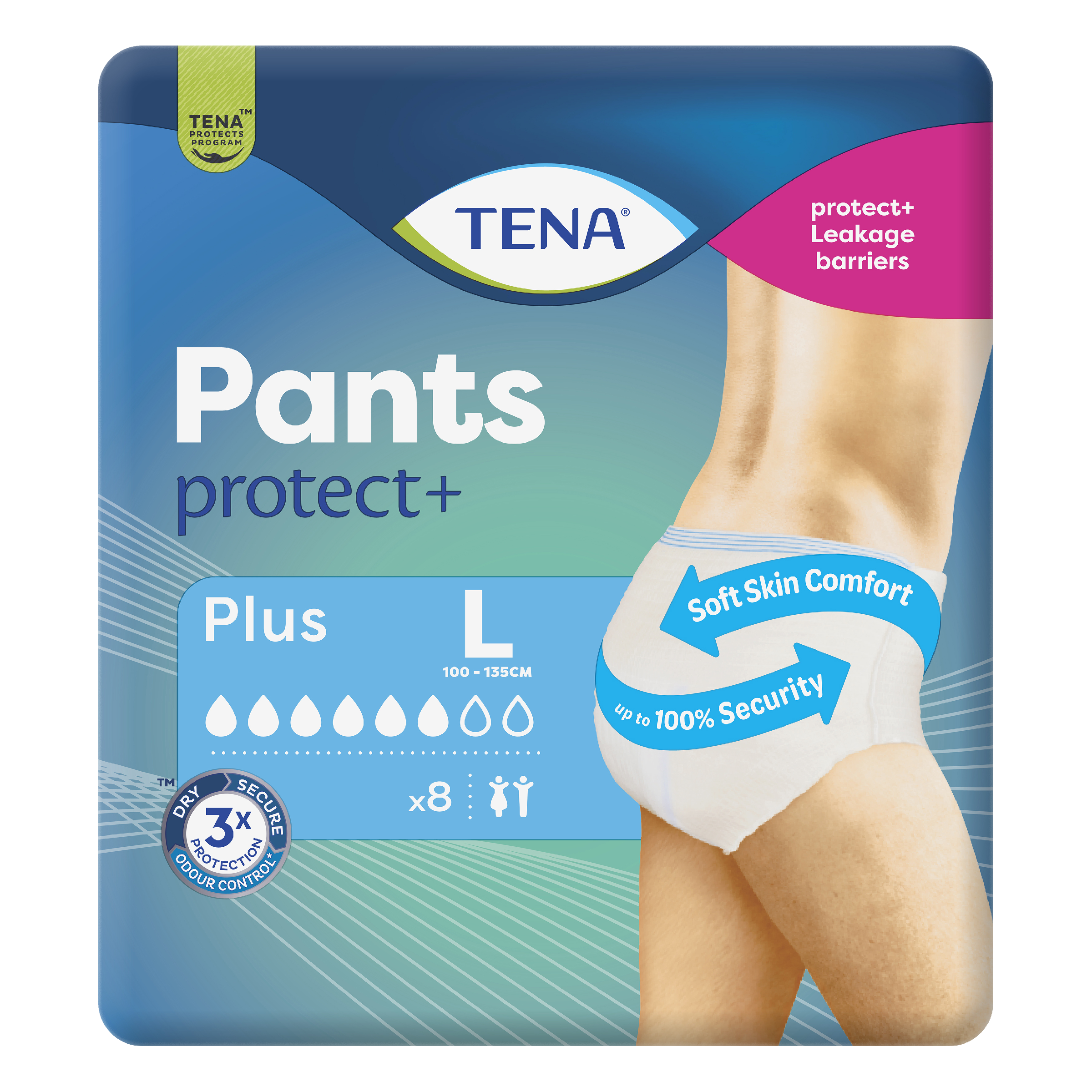 TENA PROSKIN UNISEX PANTS 6D PLUS LARGE 8 PACK - Image 2