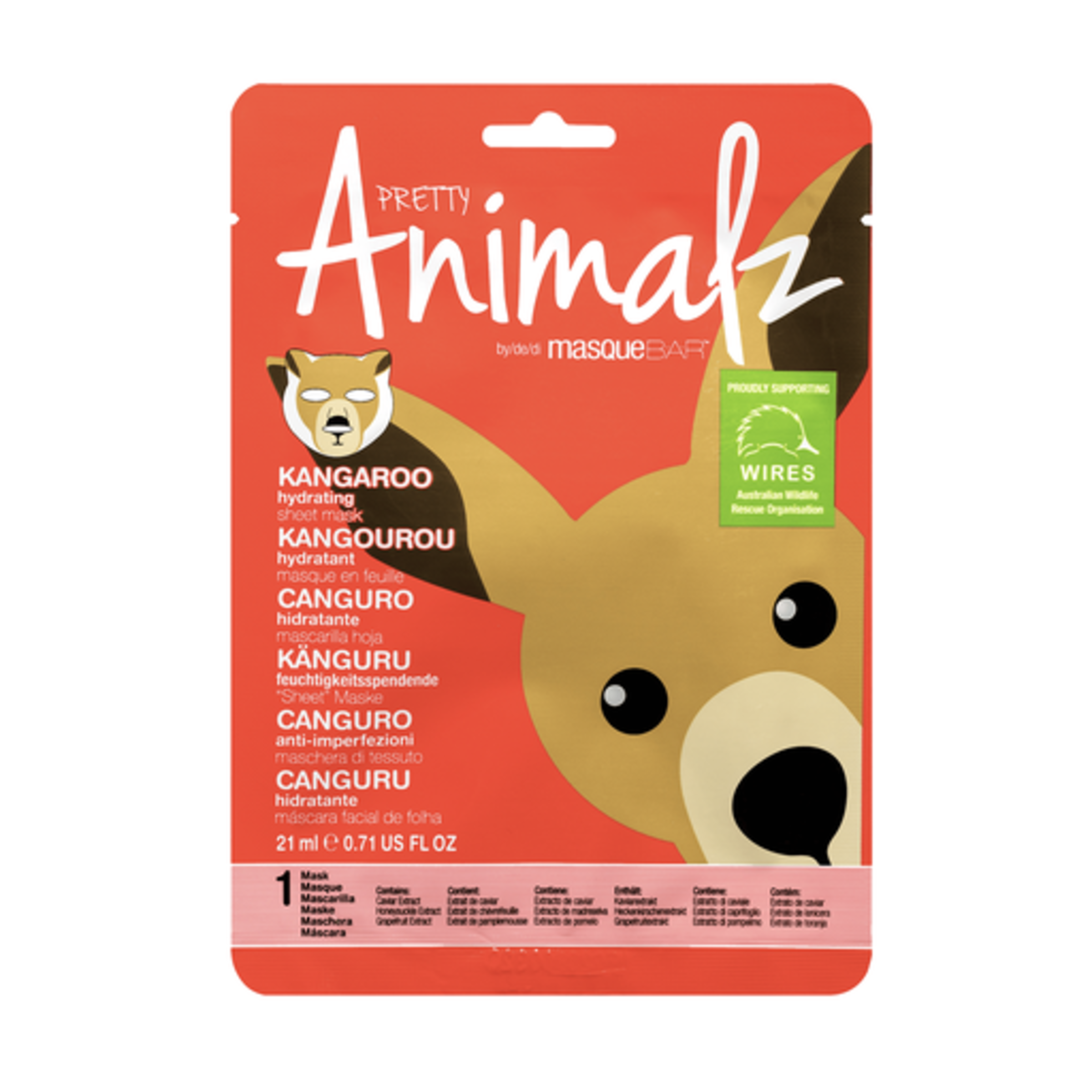 MASQUE BAR ANIMALZ FACE MASK KANGAROO 1 PACK