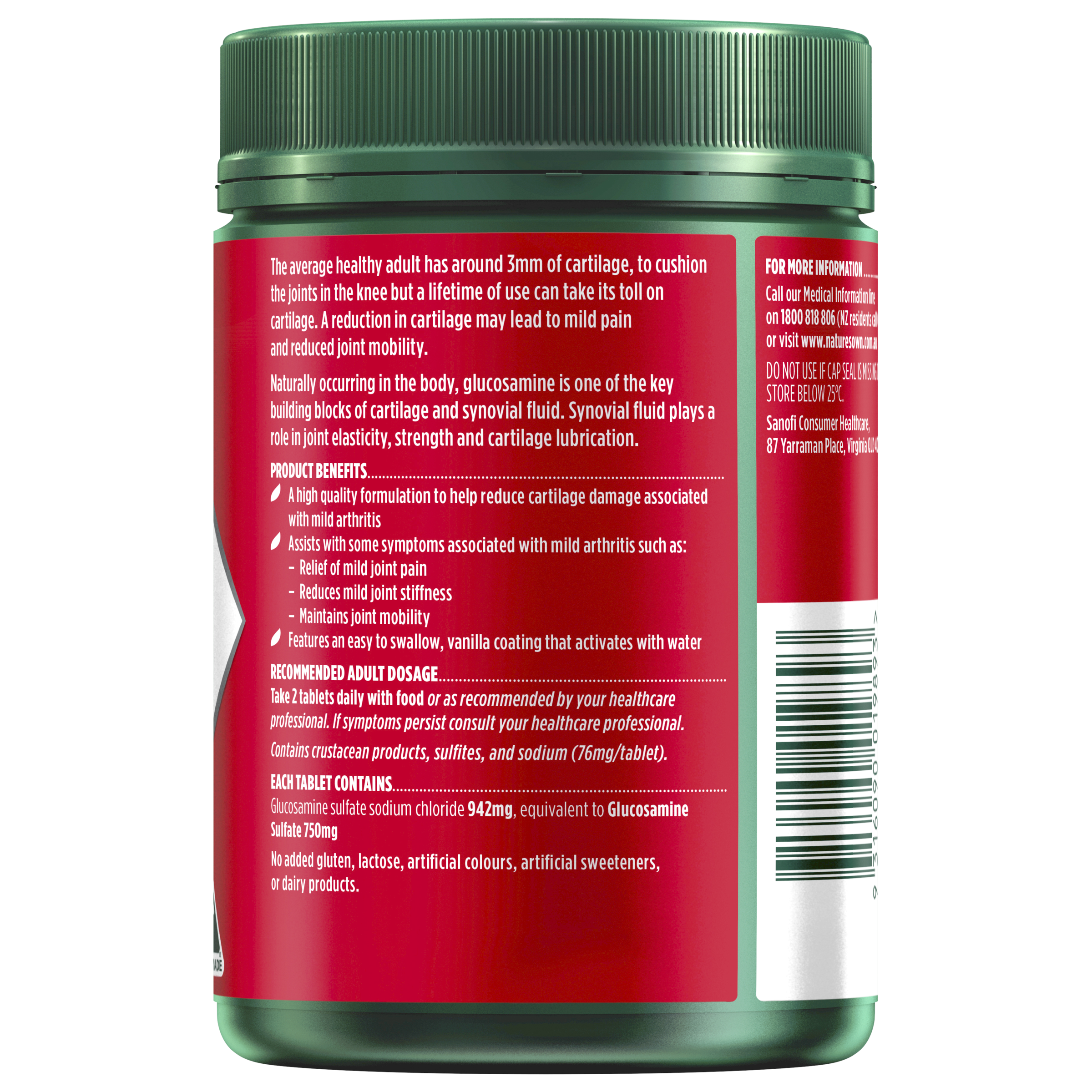 NATURES OWN GLUCOSAMINE SULFATE 400 TABLETS - Image 2