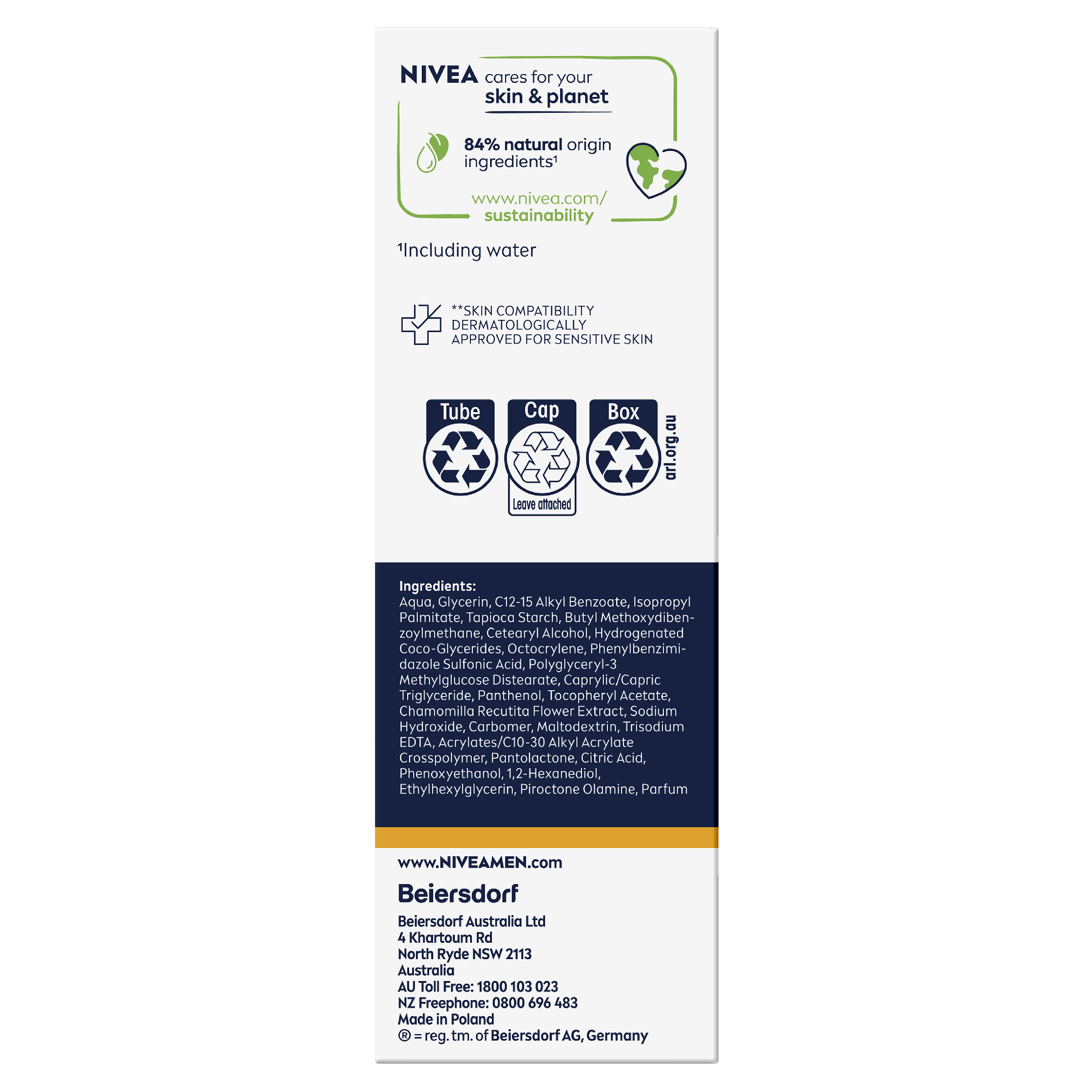 NIVEA MEN SENSITIVE PROTECTIVE MOISTURISER SPF15 75ML - Image 10