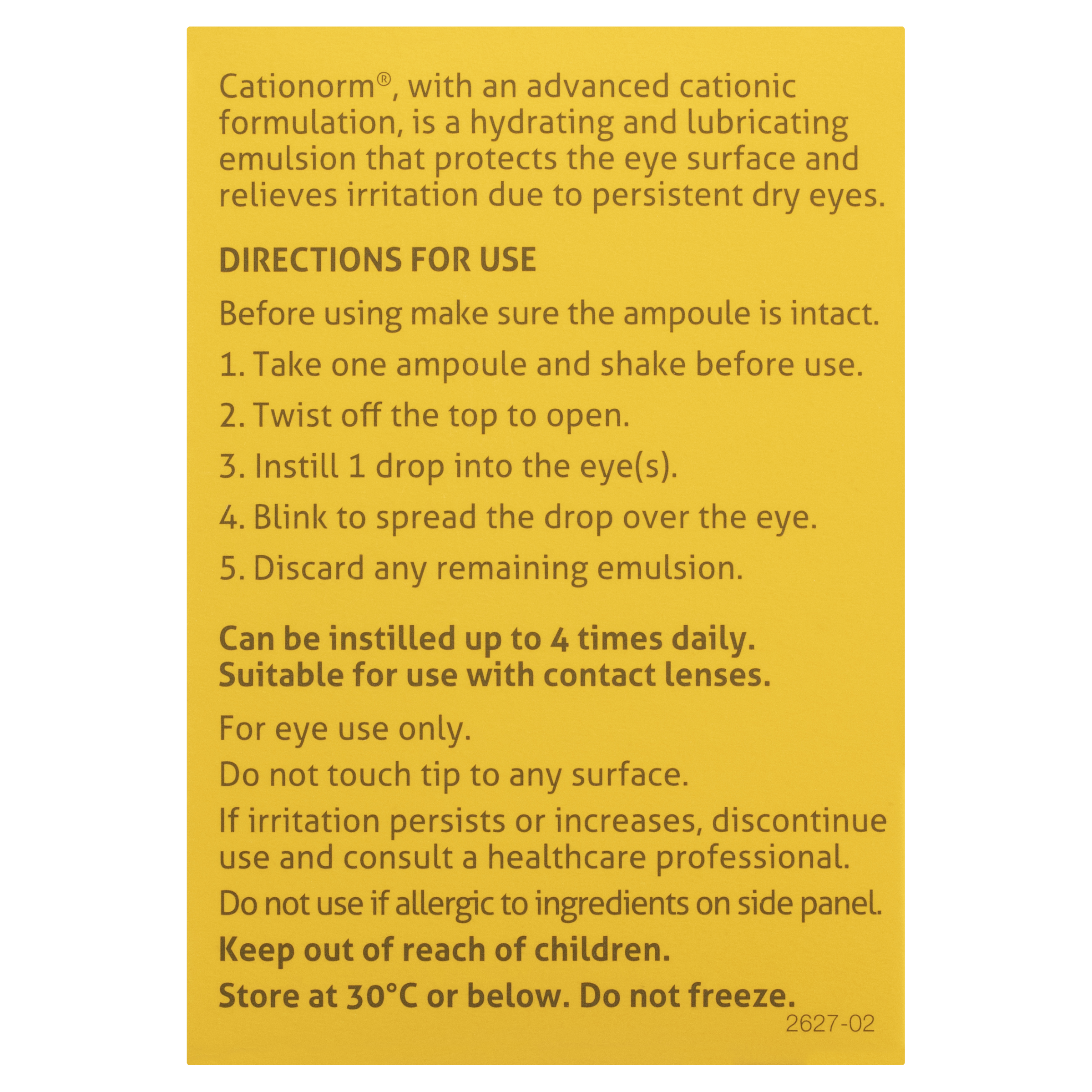 CATIONORM PRESERVATIVE FREE SINGLE UNIT DOSE EYE DROPS 0.4ML 30 PACK - Image 3